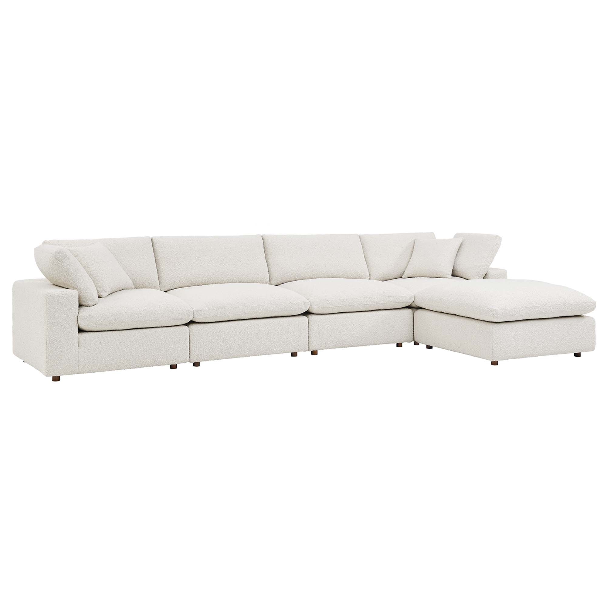 Modway Commix 5-Piece Down Filled Overstuffed Boucle Fabric Sectional Sofa