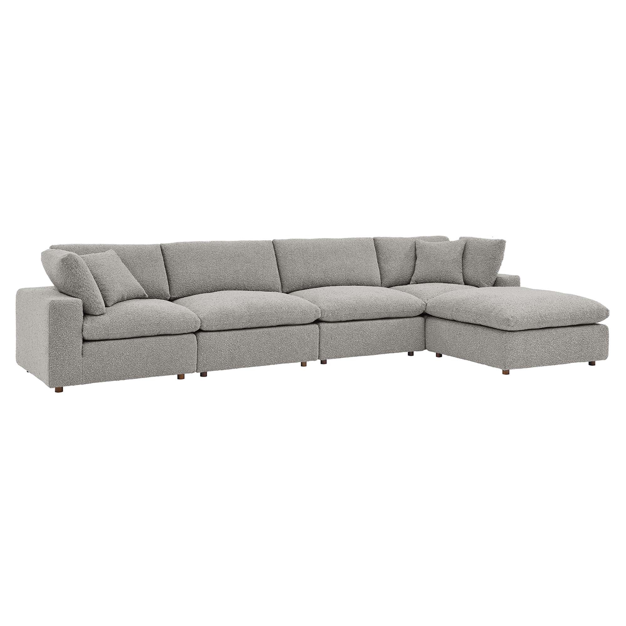 Modway Commix 5-Piece Down Filled Overstuffed Boucle Fabric Sectional Sofa