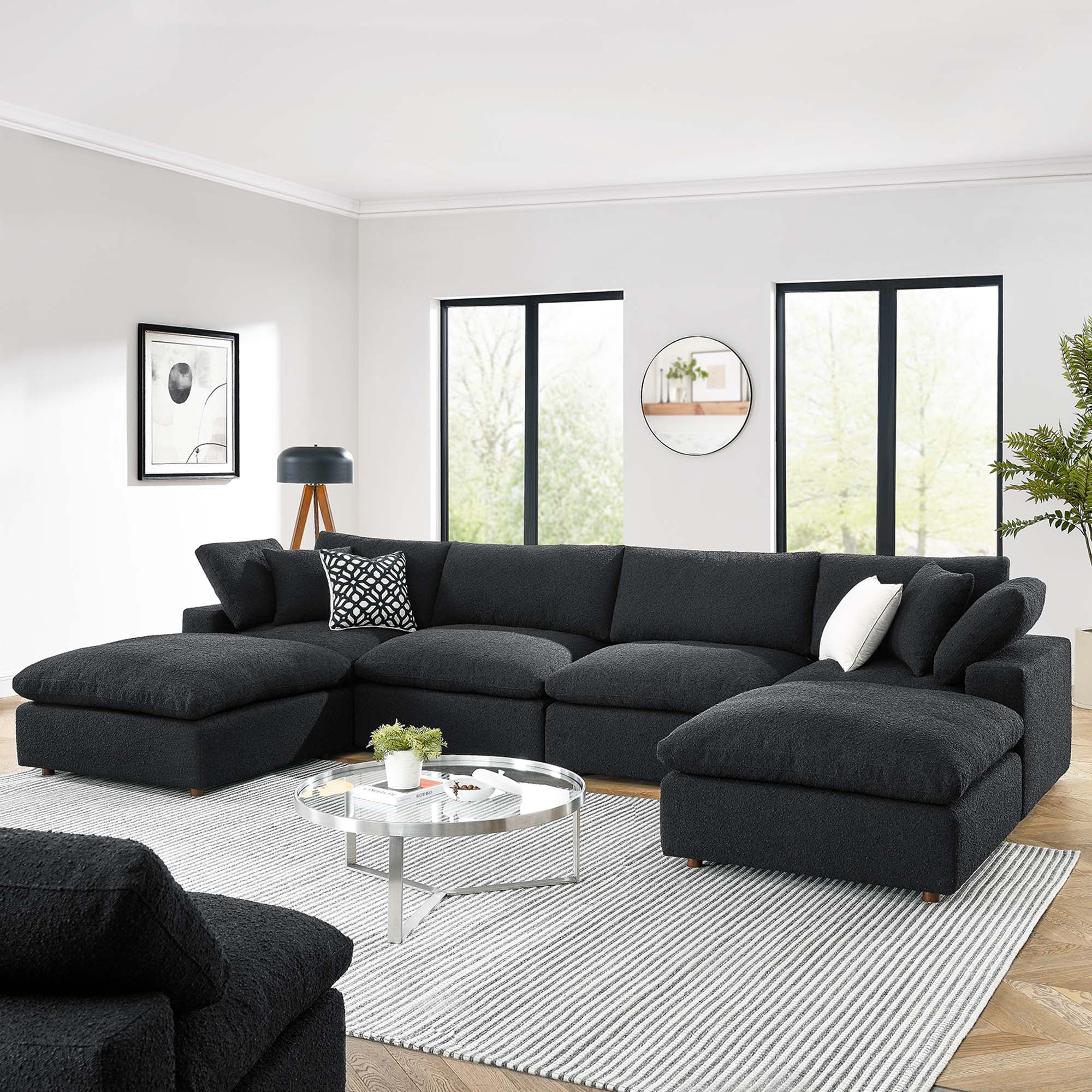 Modway Commix 6-Piece Down Filled Overstuffed Boucle Sectional Sofa