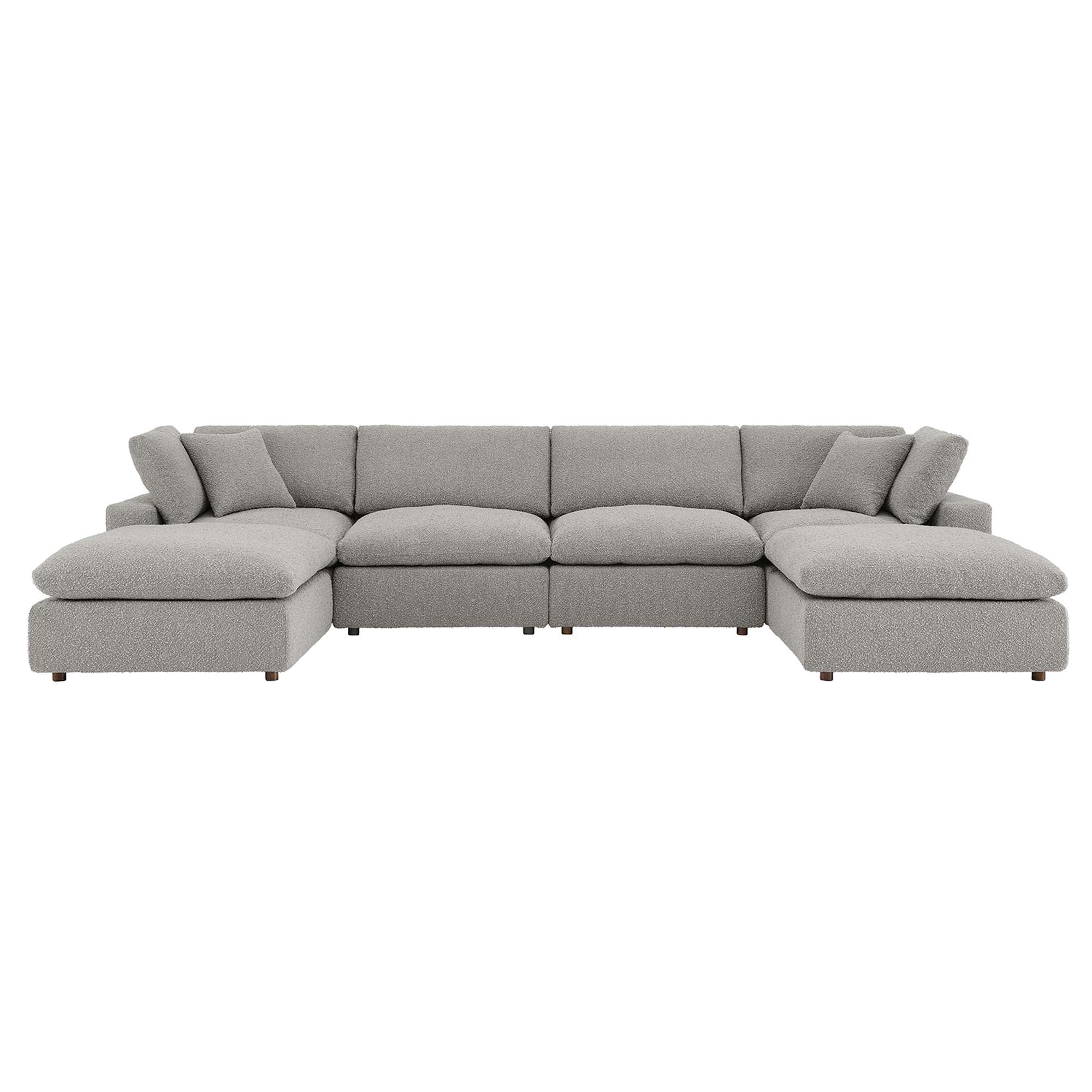 Modway Commix 6-Piece Down Filled Overstuffed Boucle Sectional Sofa