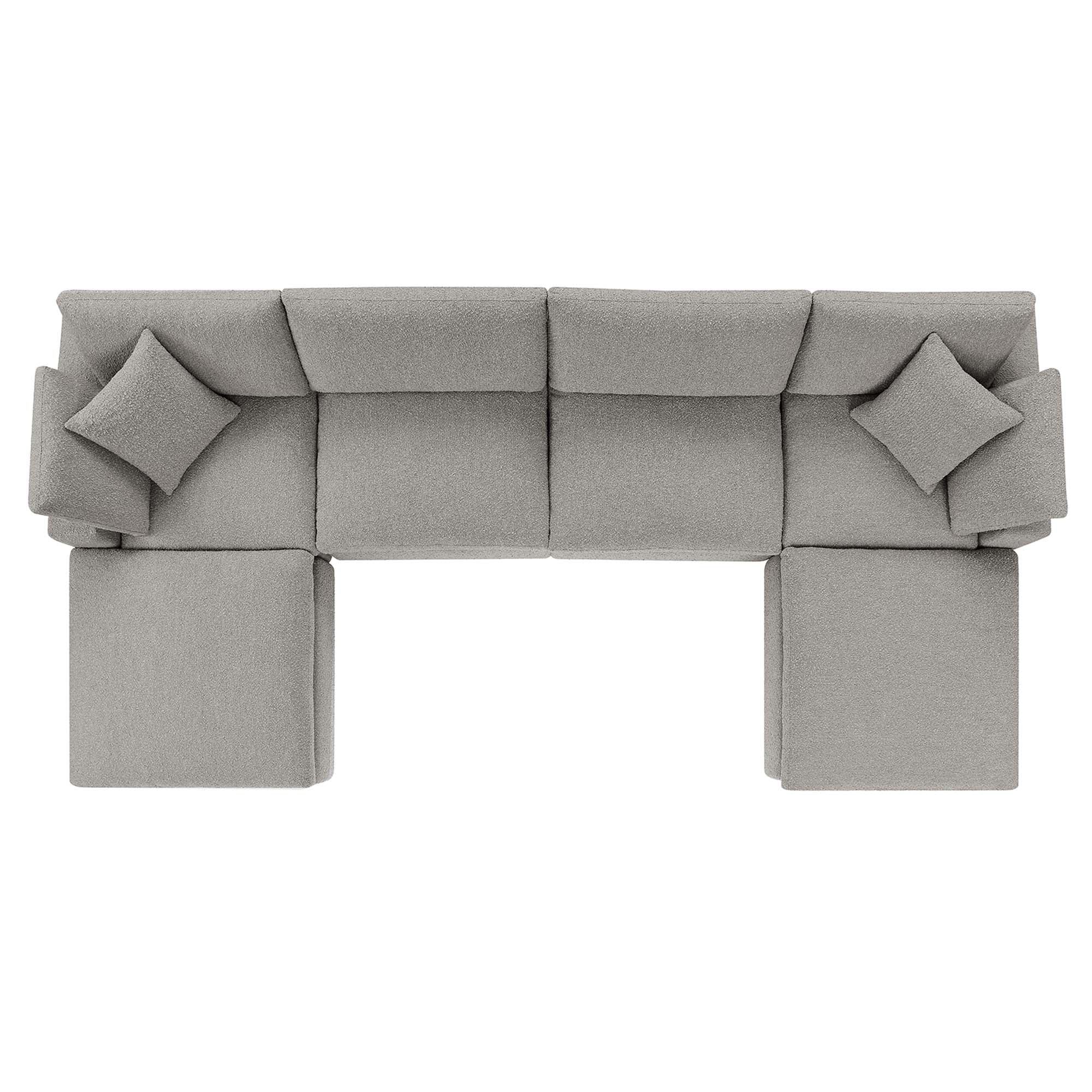 Modway Commix 6-Piece Down Filled Overstuffed Boucle Sectional Sofa