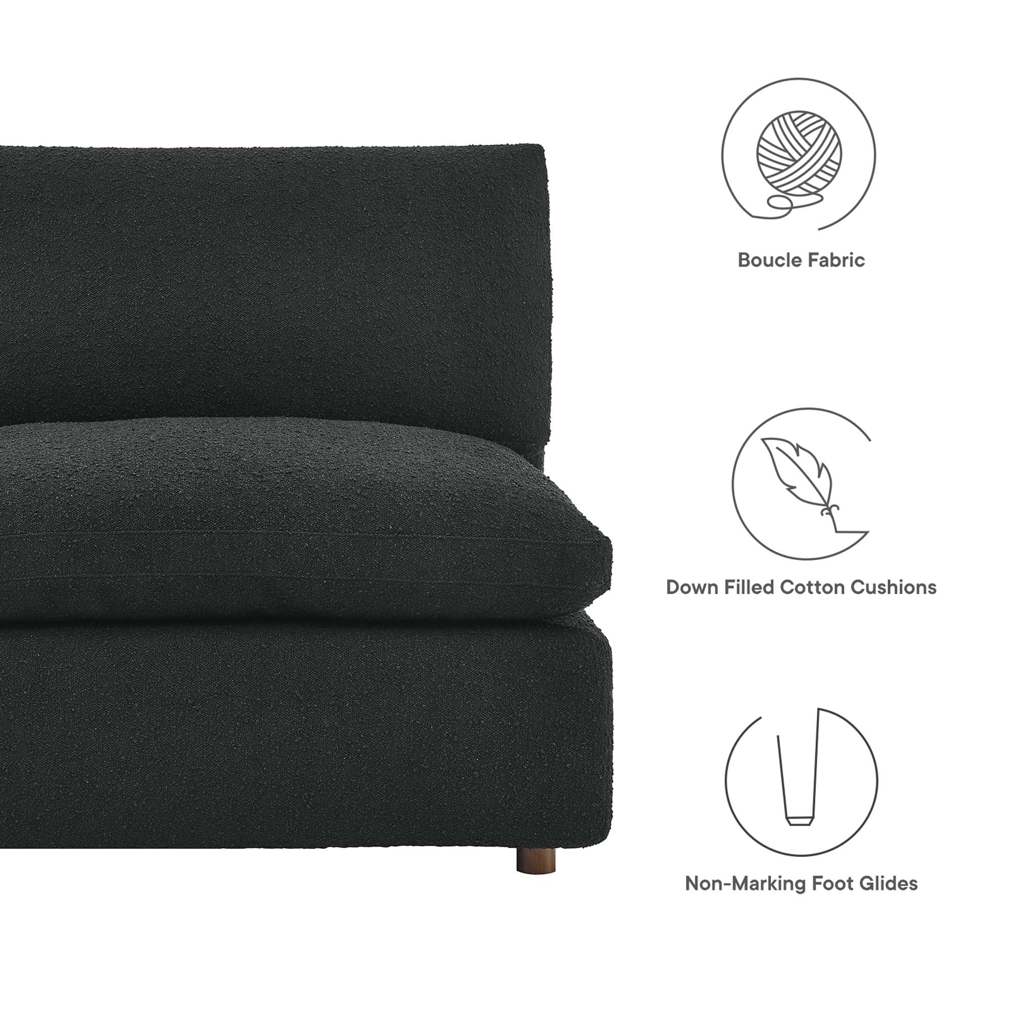 Modway Commix 5-Piece Down Filled Overstuffed Boucle Fabric Sectional Sofa