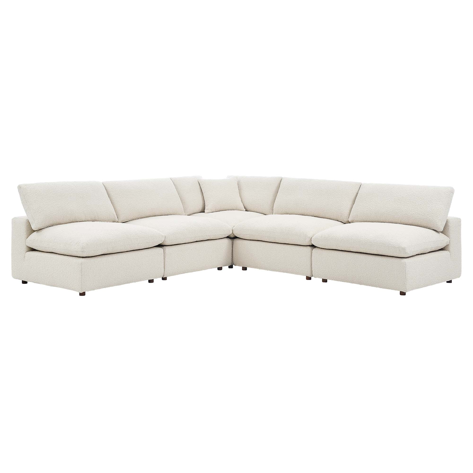Modway Commix 5-Piece Down Filled Overstuffed Boucle Fabric Sectional Sofa