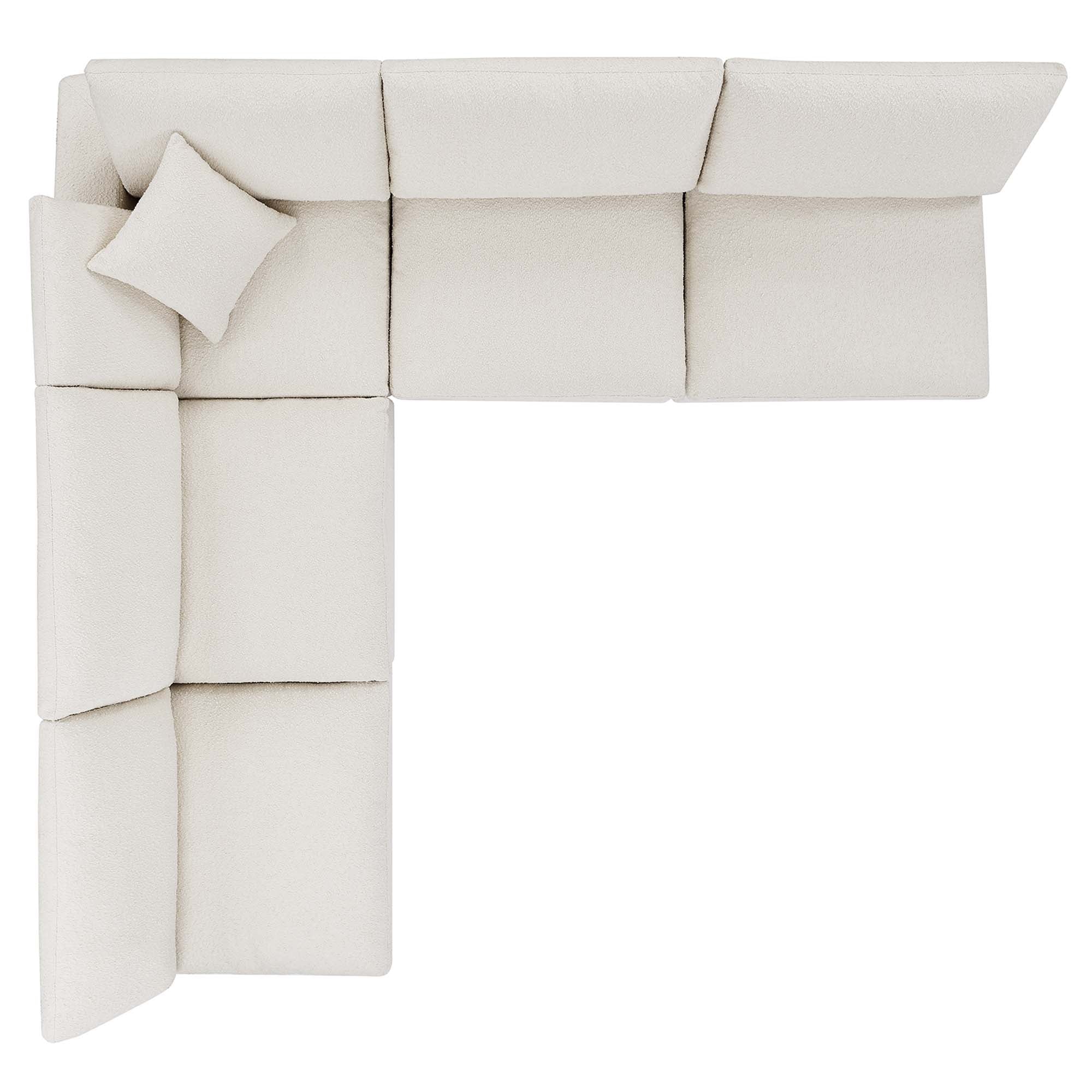 Modway Commix 5-Piece Down Filled Overstuffed Boucle Fabric Sectional Sofa