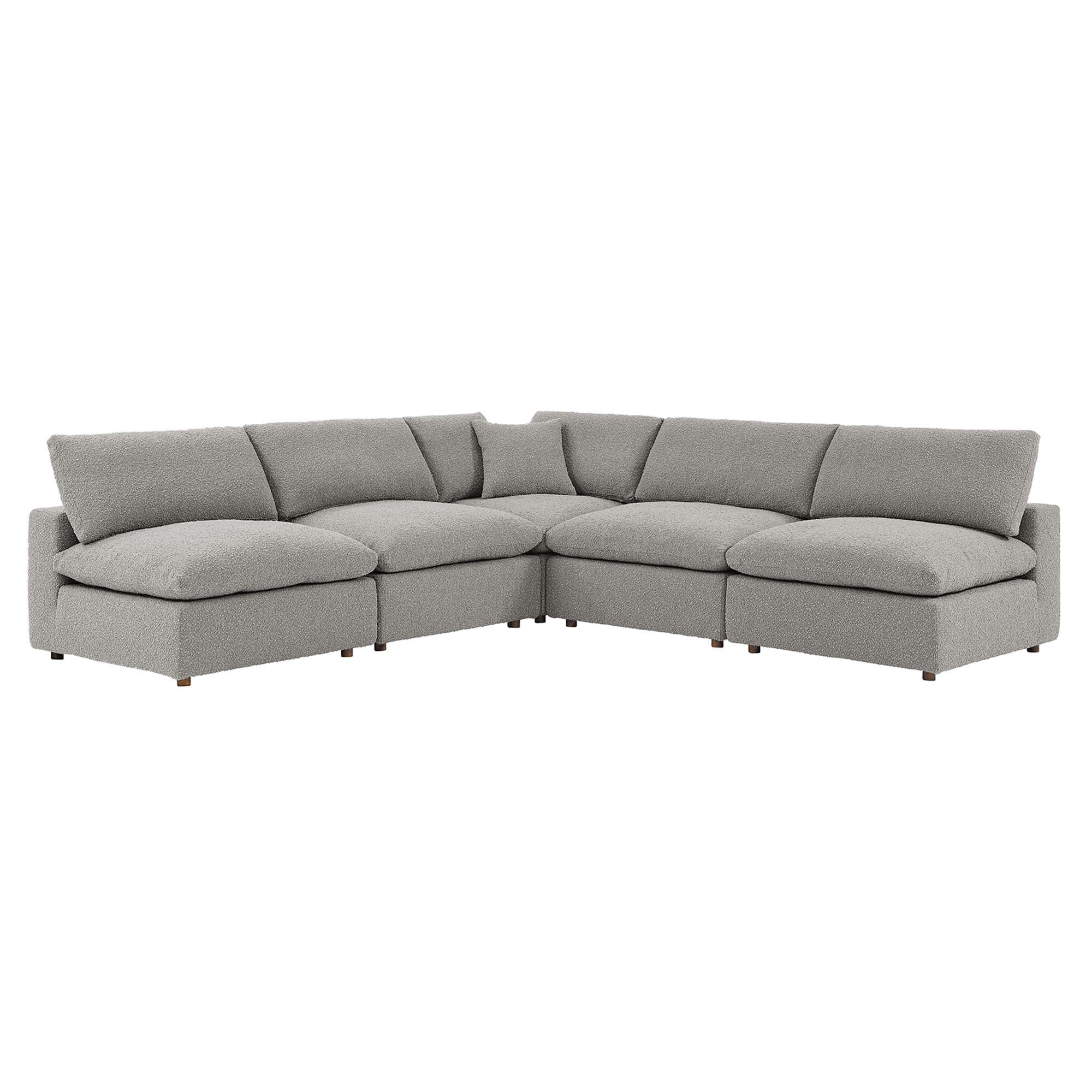 Modway Commix 5-Piece Down Filled Overstuffed Boucle Fabric Sectional Sofa