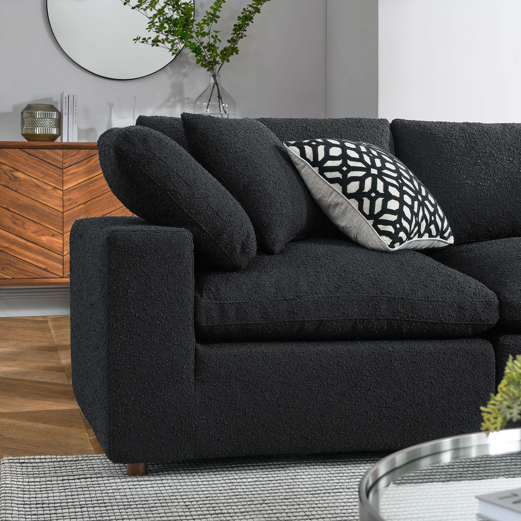 Modway Commix 5-Piece Down Filled Overstuffed Boucle Sectional Sofa