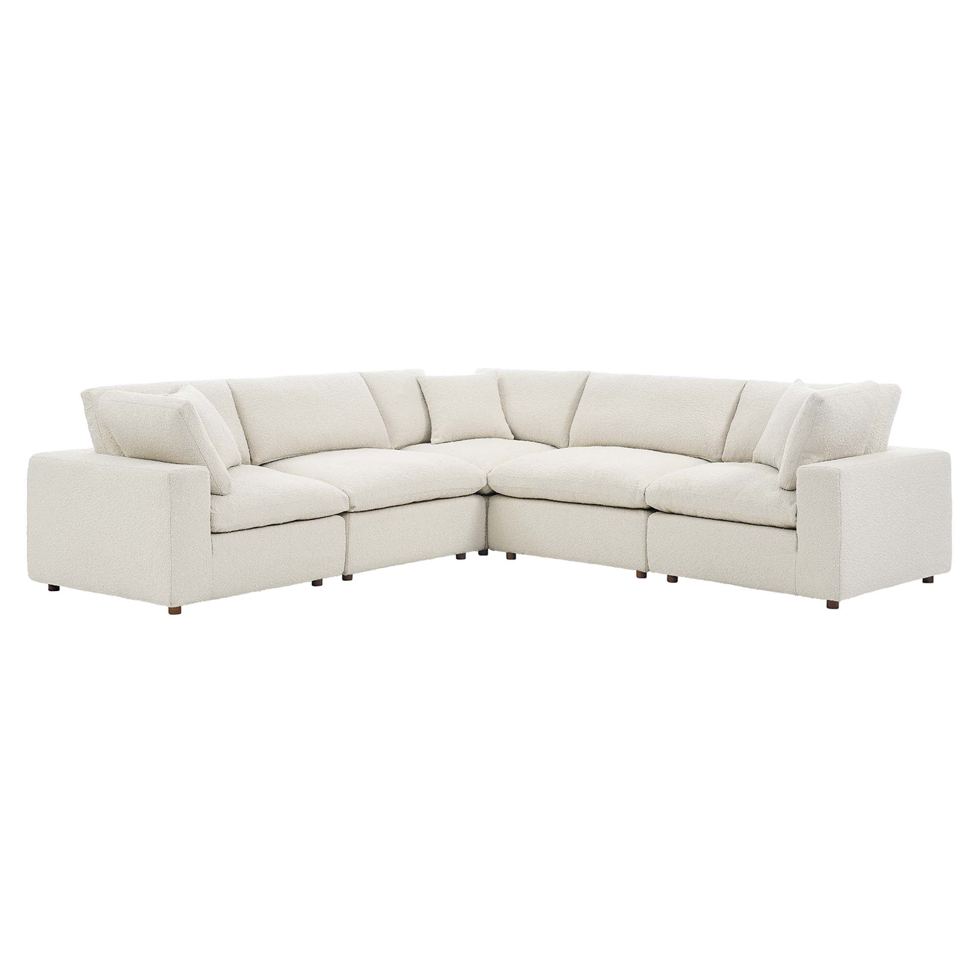 Modway Commix 5-Piece Down Filled Overstuffed Boucle Sectional Sofa