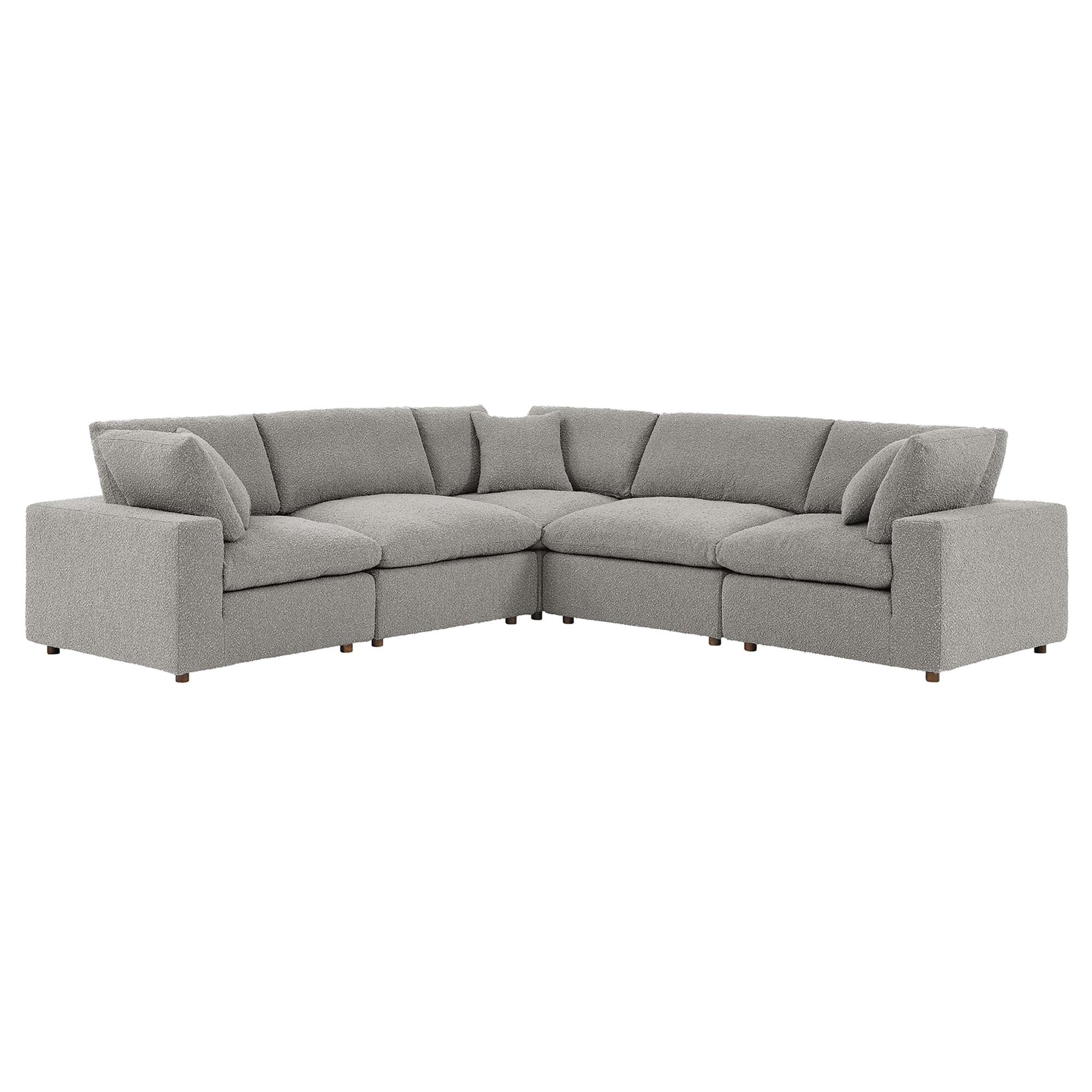 Modway Commix 5-Piece Down Filled Overstuffed Boucle Sectional Sofa