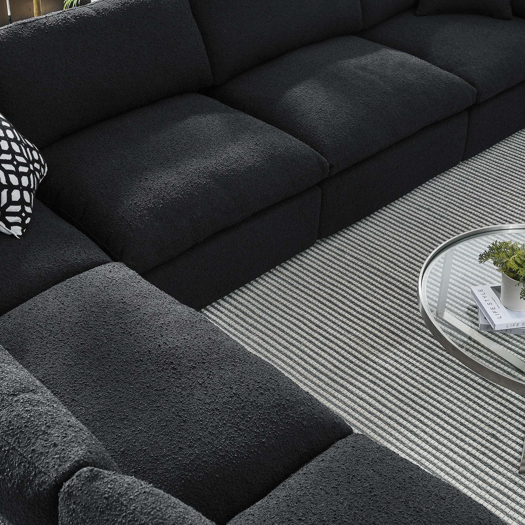 Modway Commix 6-Piece Down Filled Overstuffed Boucle Fabric Sectional Sofa