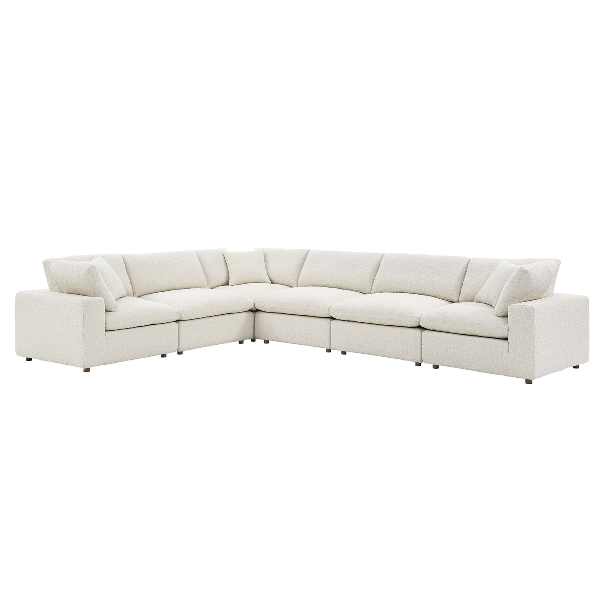 Modway Commix 6-Piece Down Filled Overstuffed Boucle Fabric Sectional Sofa