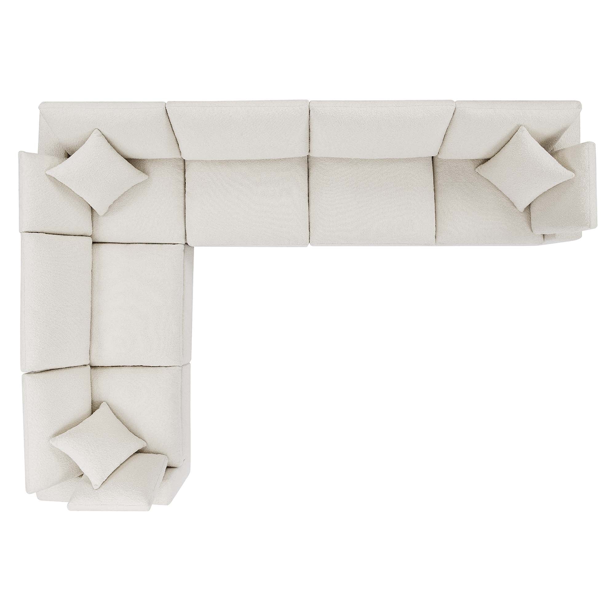 Modway Commix 6-Piece Down Filled Overstuffed Boucle Fabric Sectional Sofa