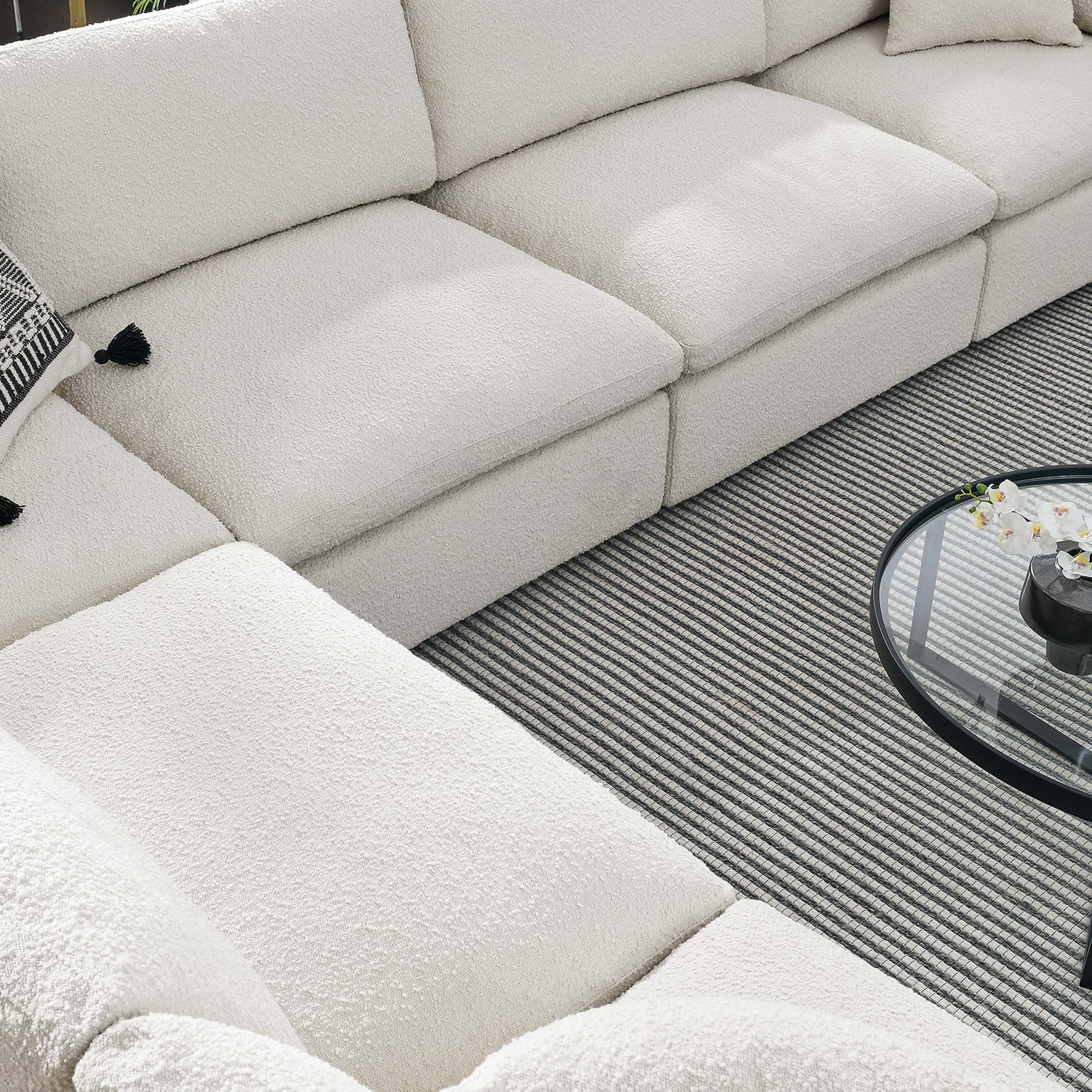 Modway Commix 6-Piece Down Filled Overstuffed Boucle Fabric Sectional Sofa