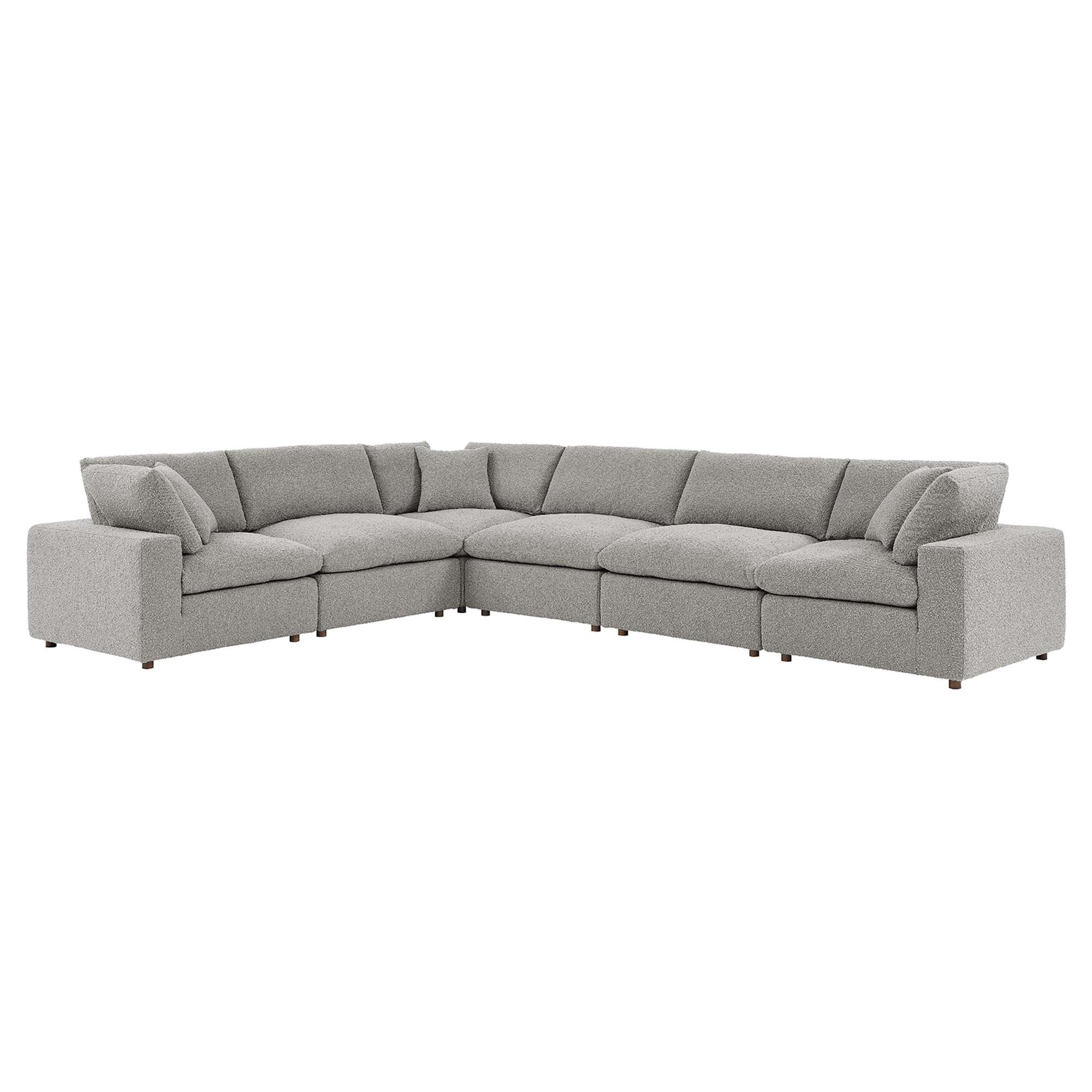 Modway Commix 6-Piece Down Filled Overstuffed Boucle Fabric Sectional Sofa