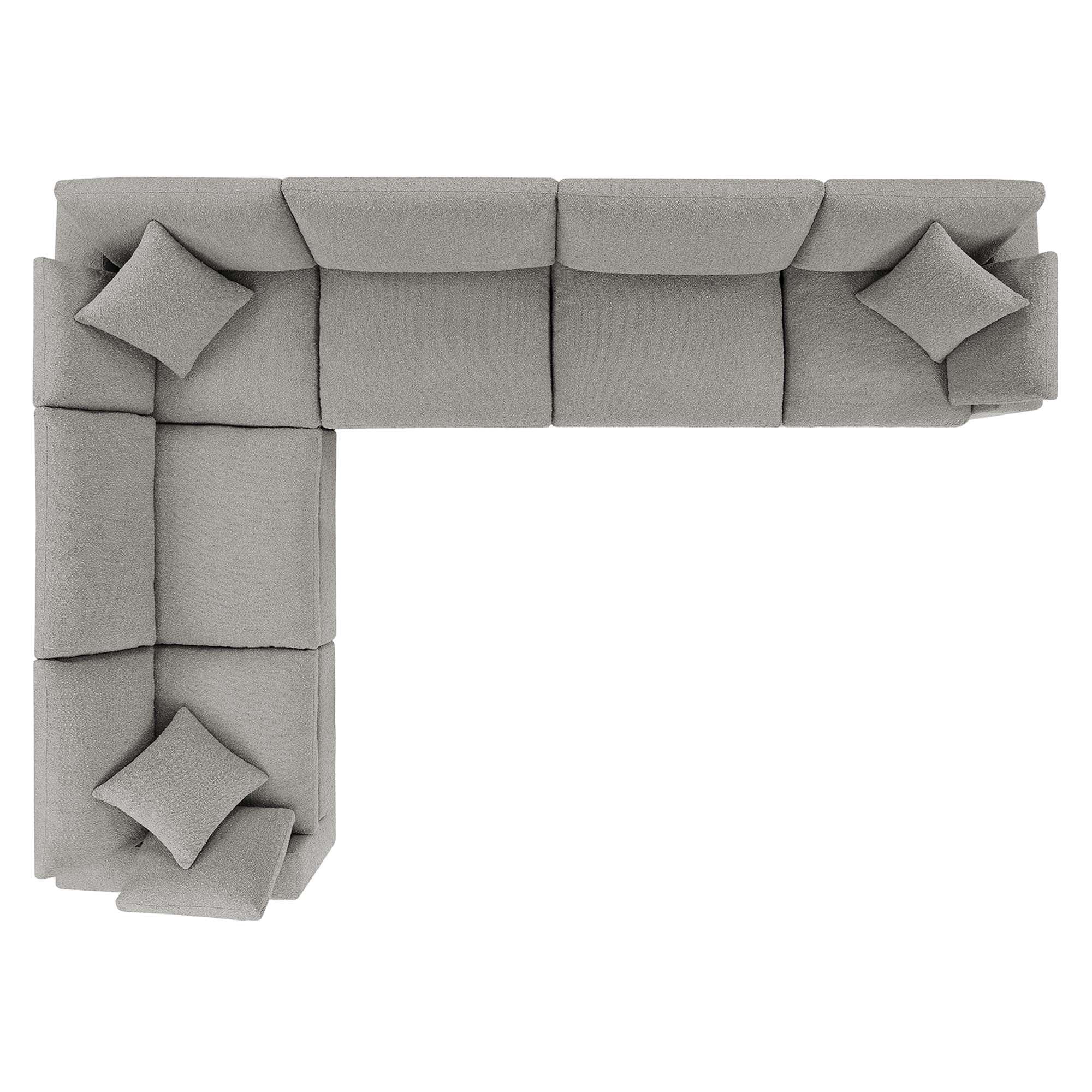 Modway Commix 6-Piece Down Filled Overstuffed Boucle Fabric Sectional Sofa