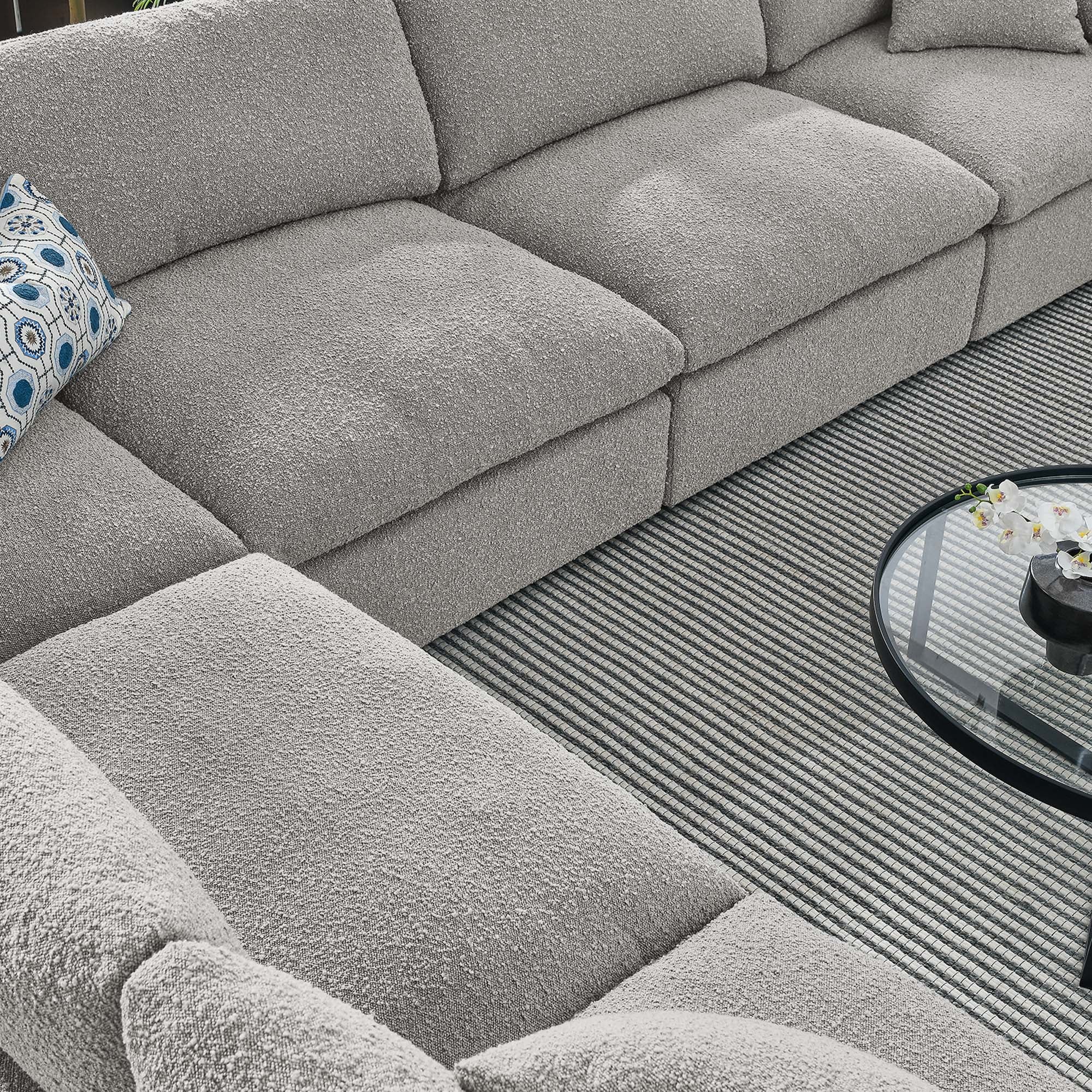 Modway Commix 6-Piece Down Filled Overstuffed Boucle Fabric Sectional Sofa