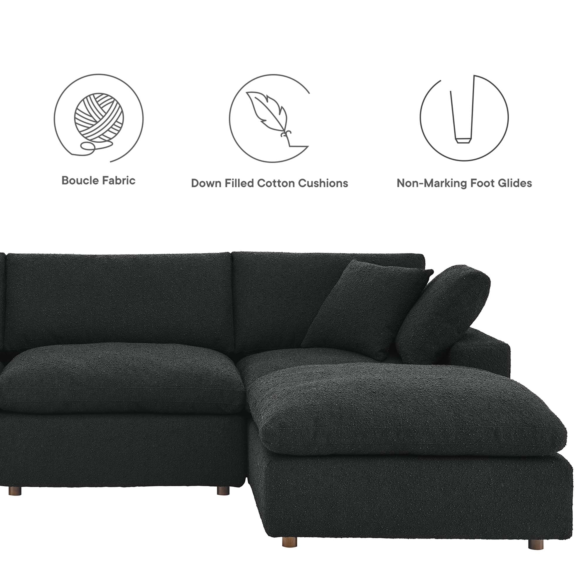 Modway Commix 7-Piece Down Filled Overstuffed Boucle Sectional Sofa