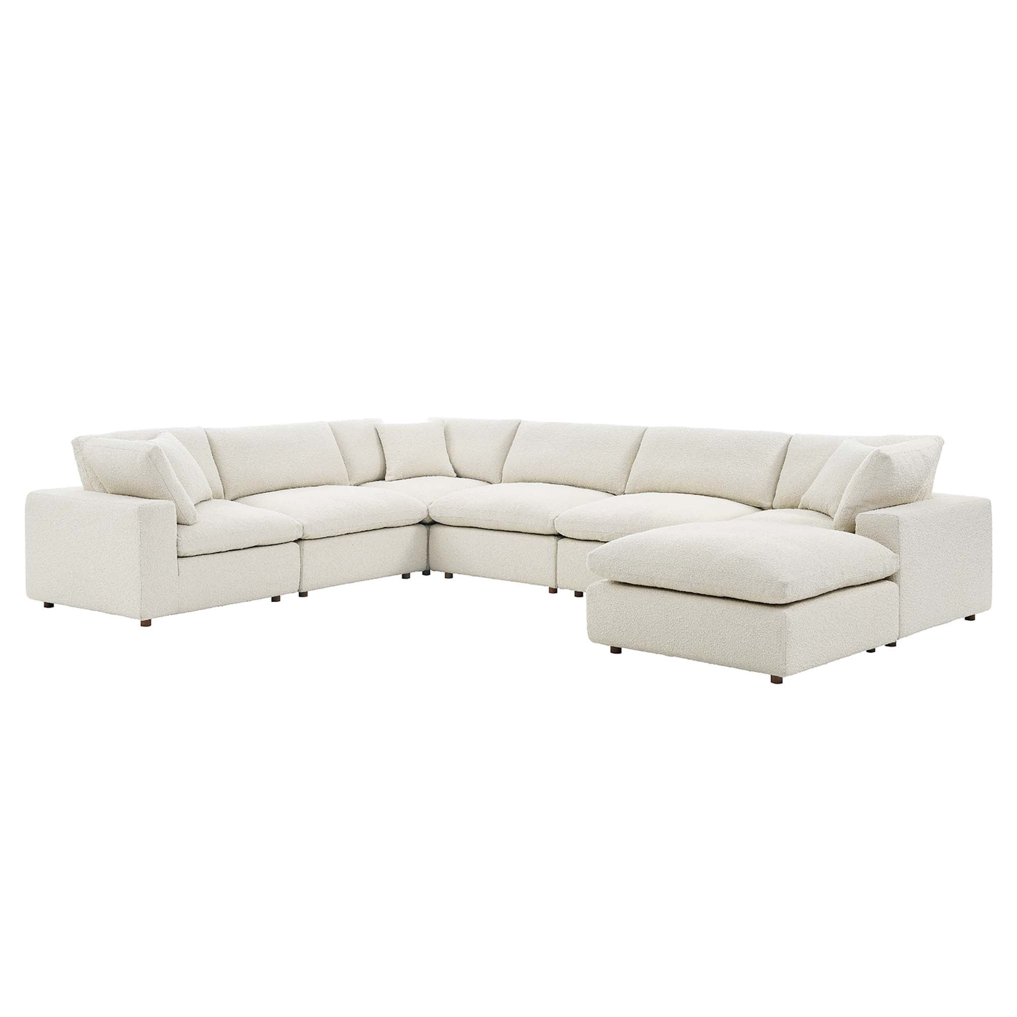 Modway Commix 7-Piece Down Filled Overstuffed Boucle Sectional Sofa