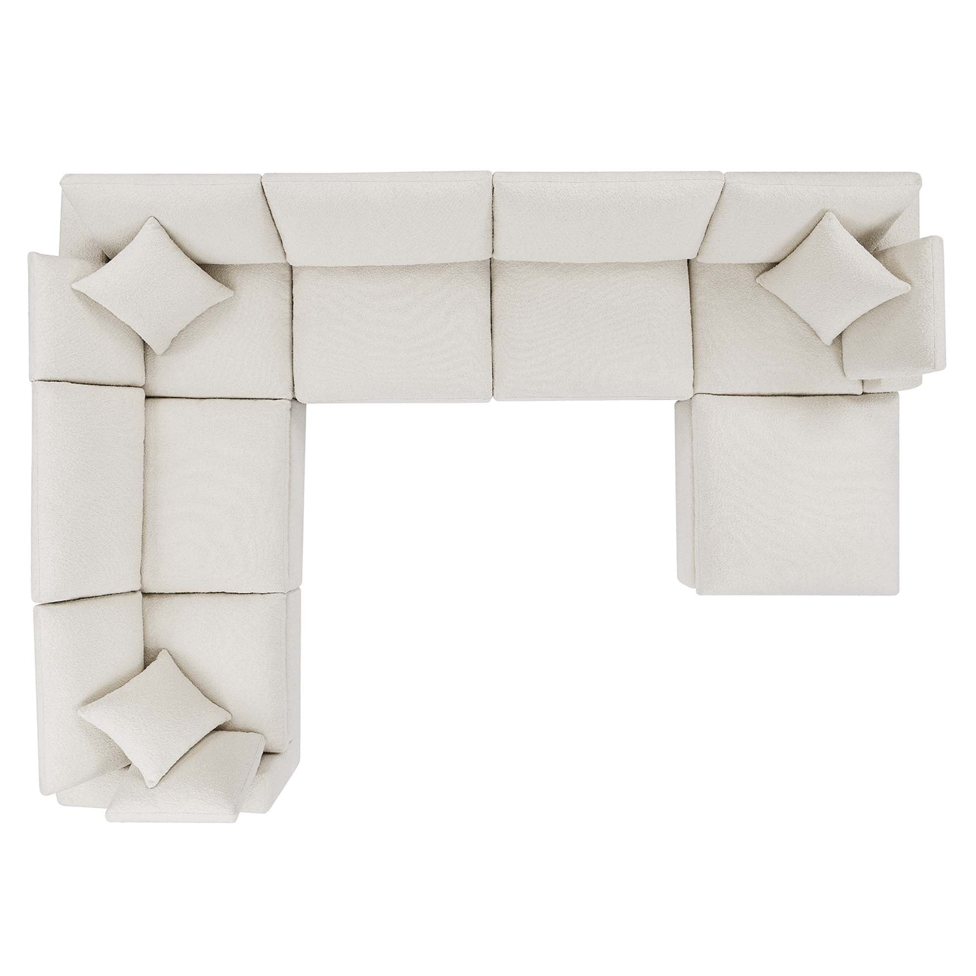 Modway Commix 7-Piece Down Filled Overstuffed Boucle Sectional Sofa