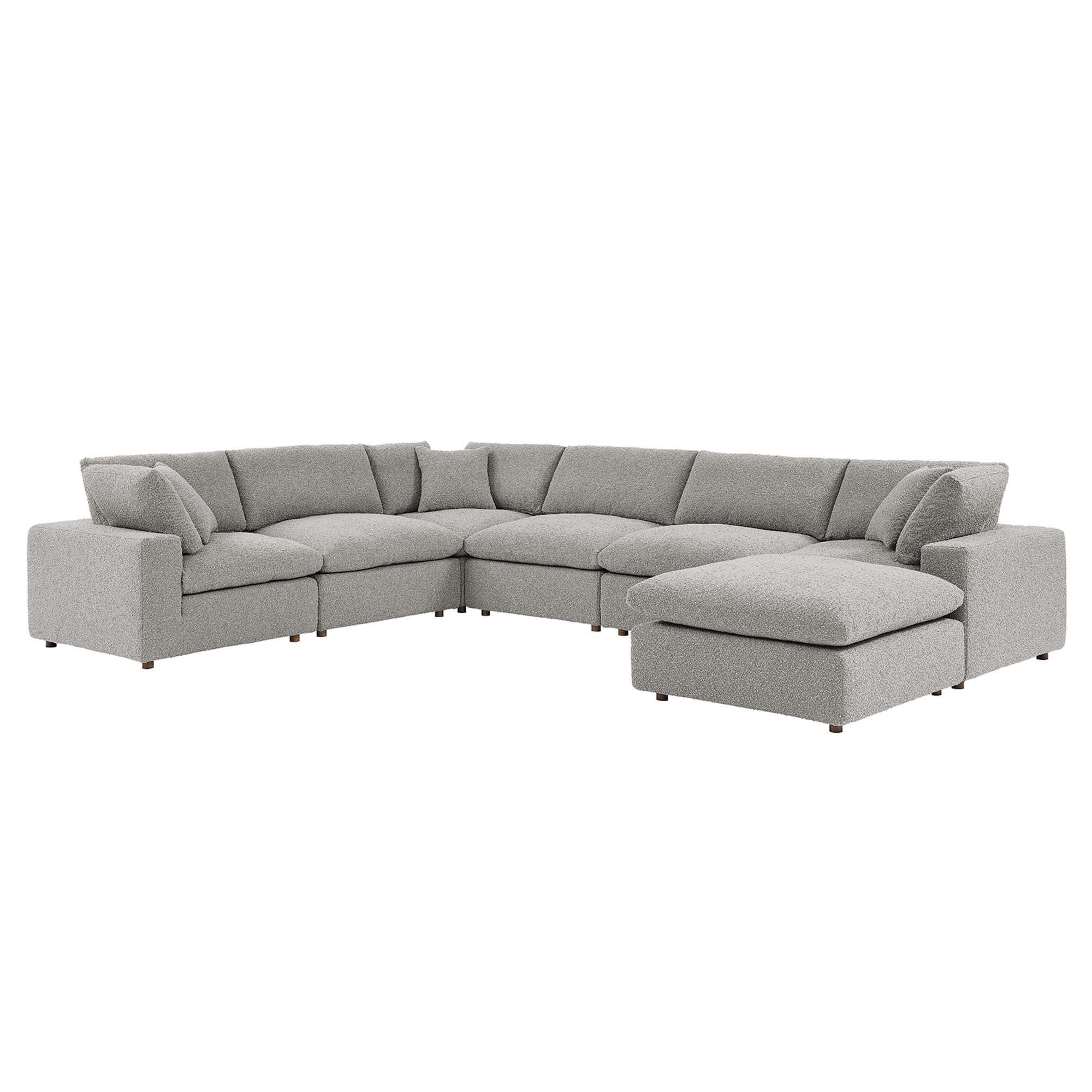 Modway Commix 7-Piece Down Filled Overstuffed Boucle Sectional Sofa