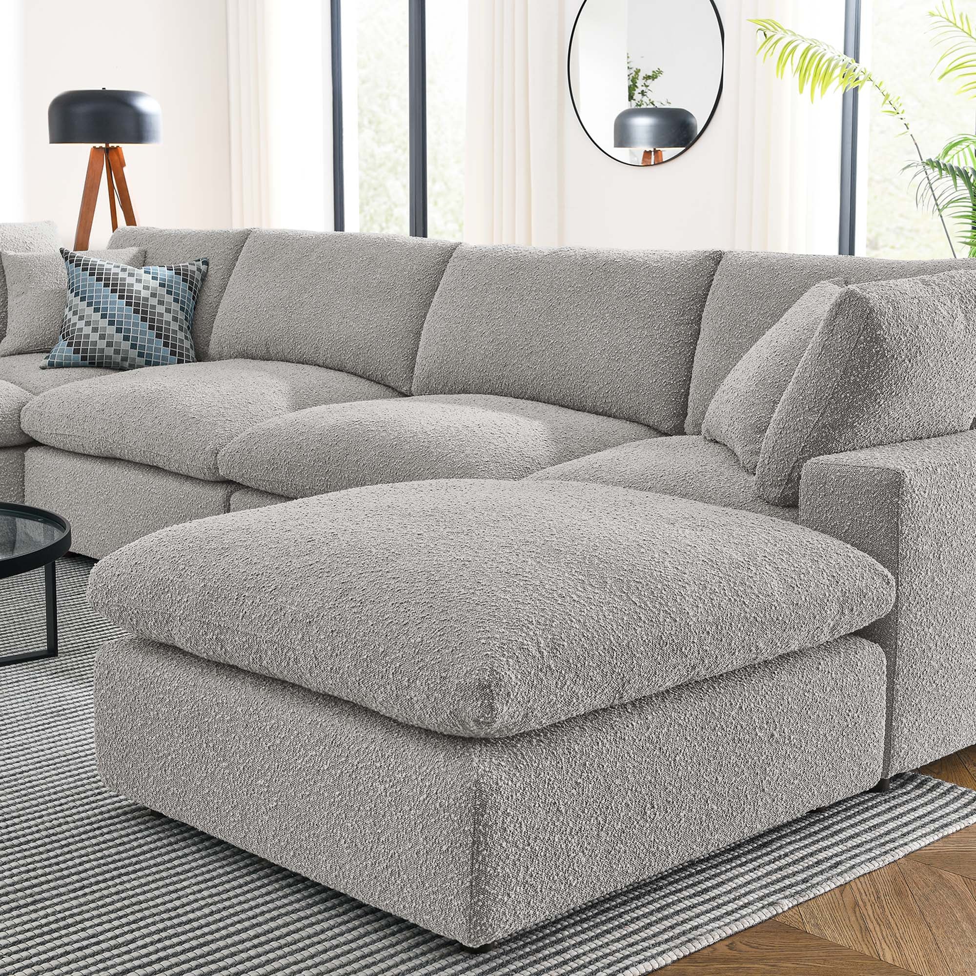 Modway Commix 7-Piece Down Filled Overstuffed Boucle Sectional Sofa