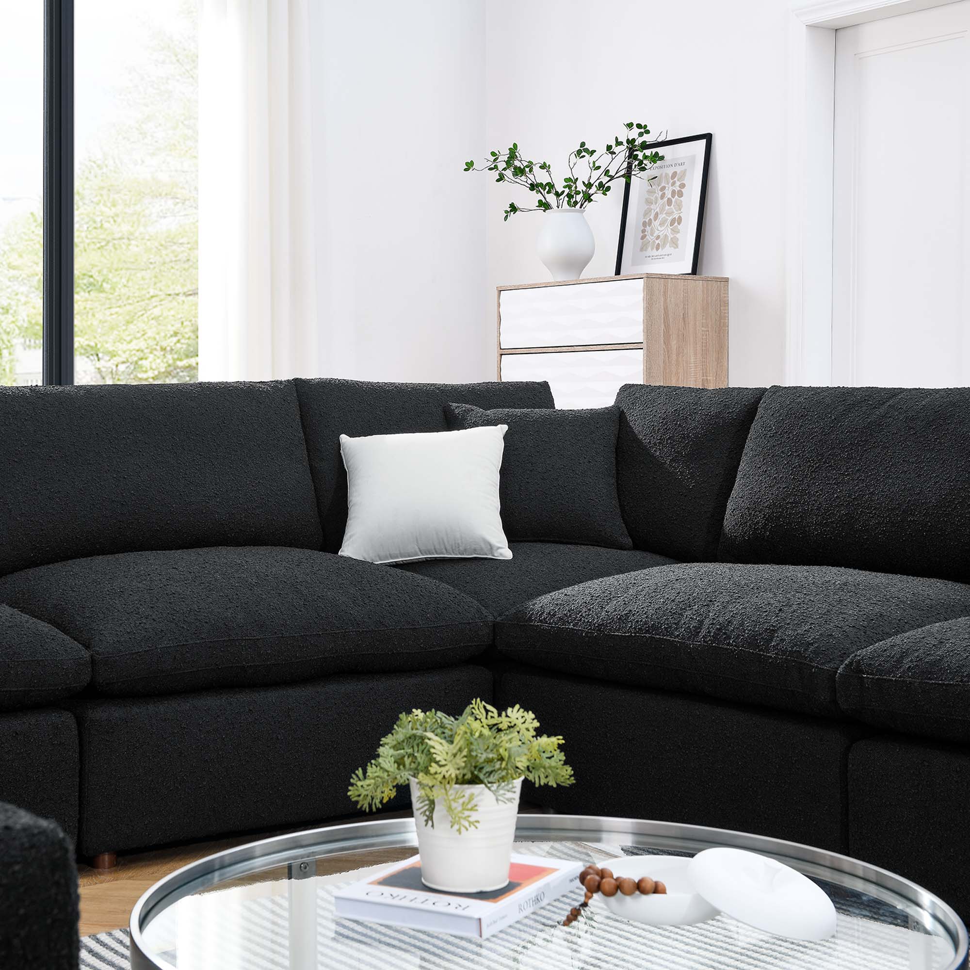 Modway Commix 8-Piece Down Filled Overstuffed Boucle Fabric Sectional Sofa