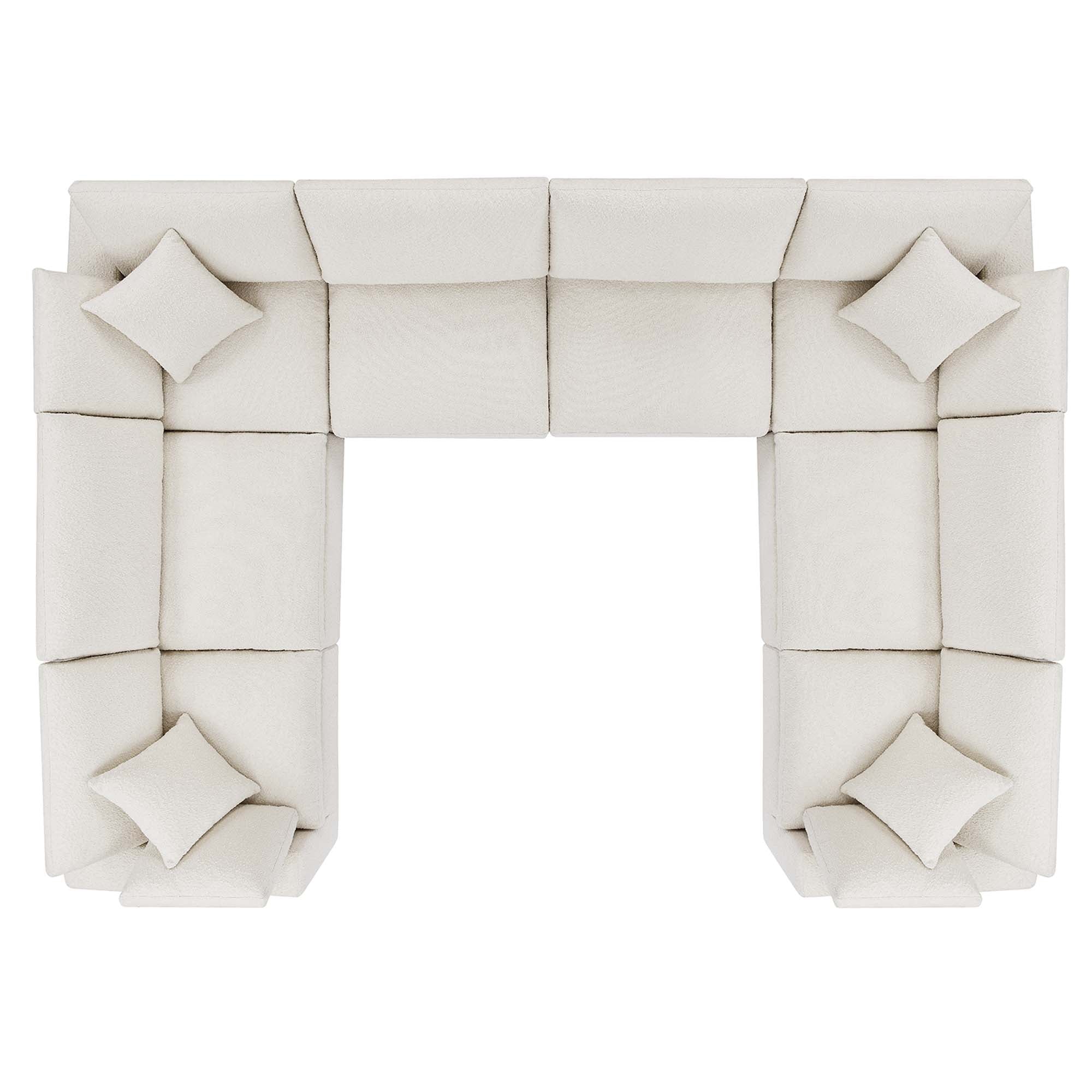 Modway Commix 8-Piece Down Filled Overstuffed Boucle Fabric Sectional Sofa