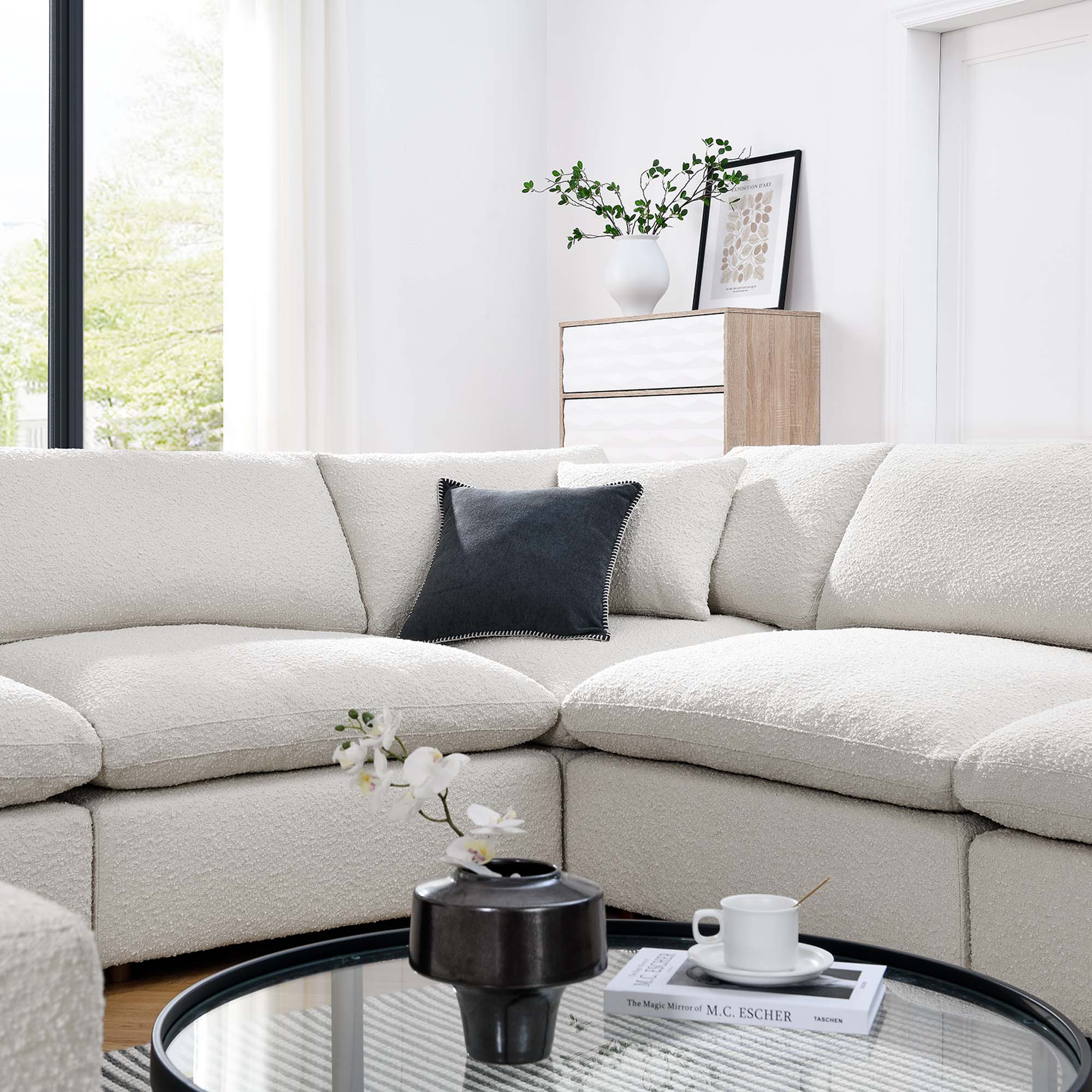 Modway Commix 8-Piece Down Filled Overstuffed Boucle Fabric Sectional Sofa
