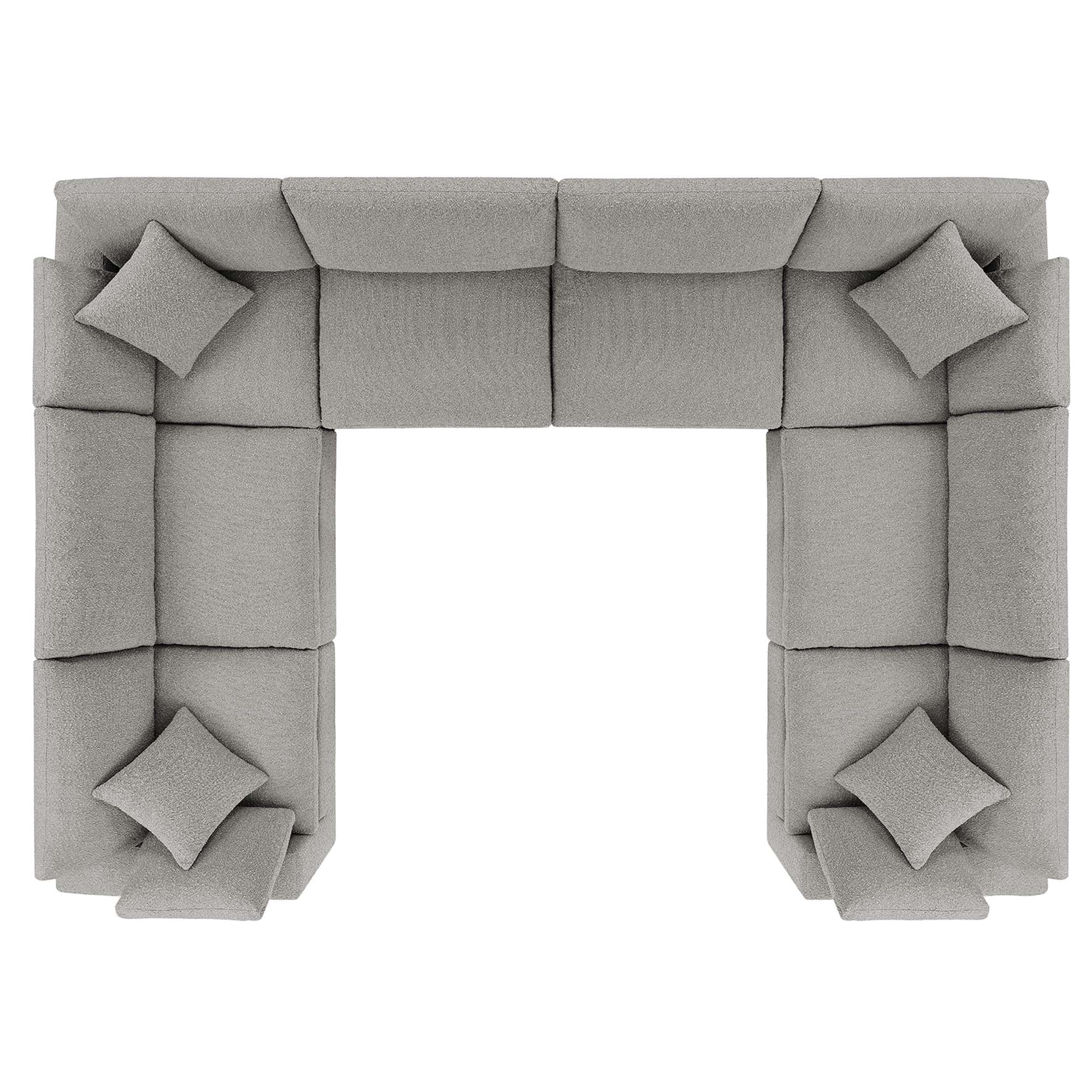 Modway Commix 8-Piece Down Filled Overstuffed Boucle Fabric Sectional Sofa