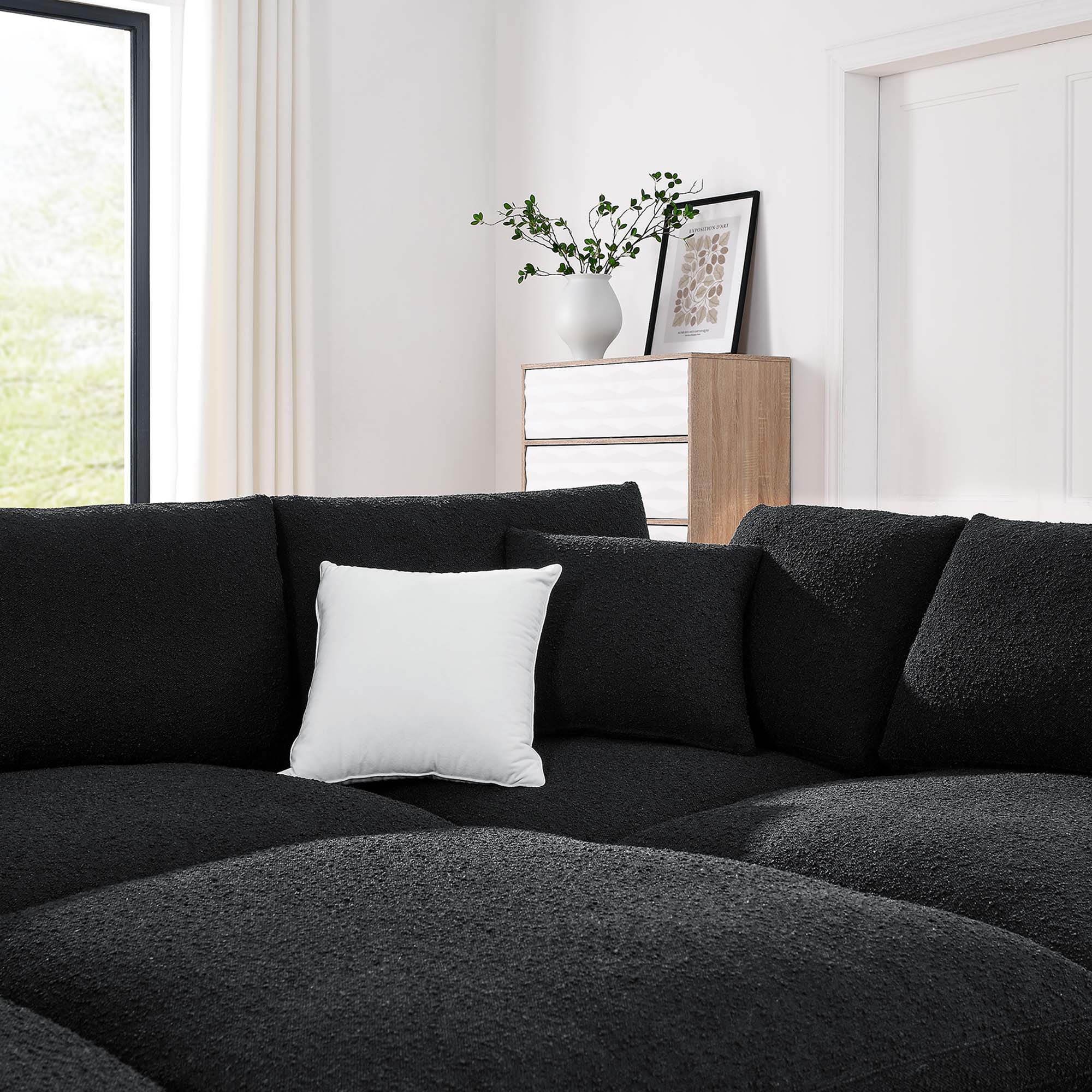 Modway Commix 6-Piece Down Filled Overstuffed Boucle Fabric Sectional Sofa