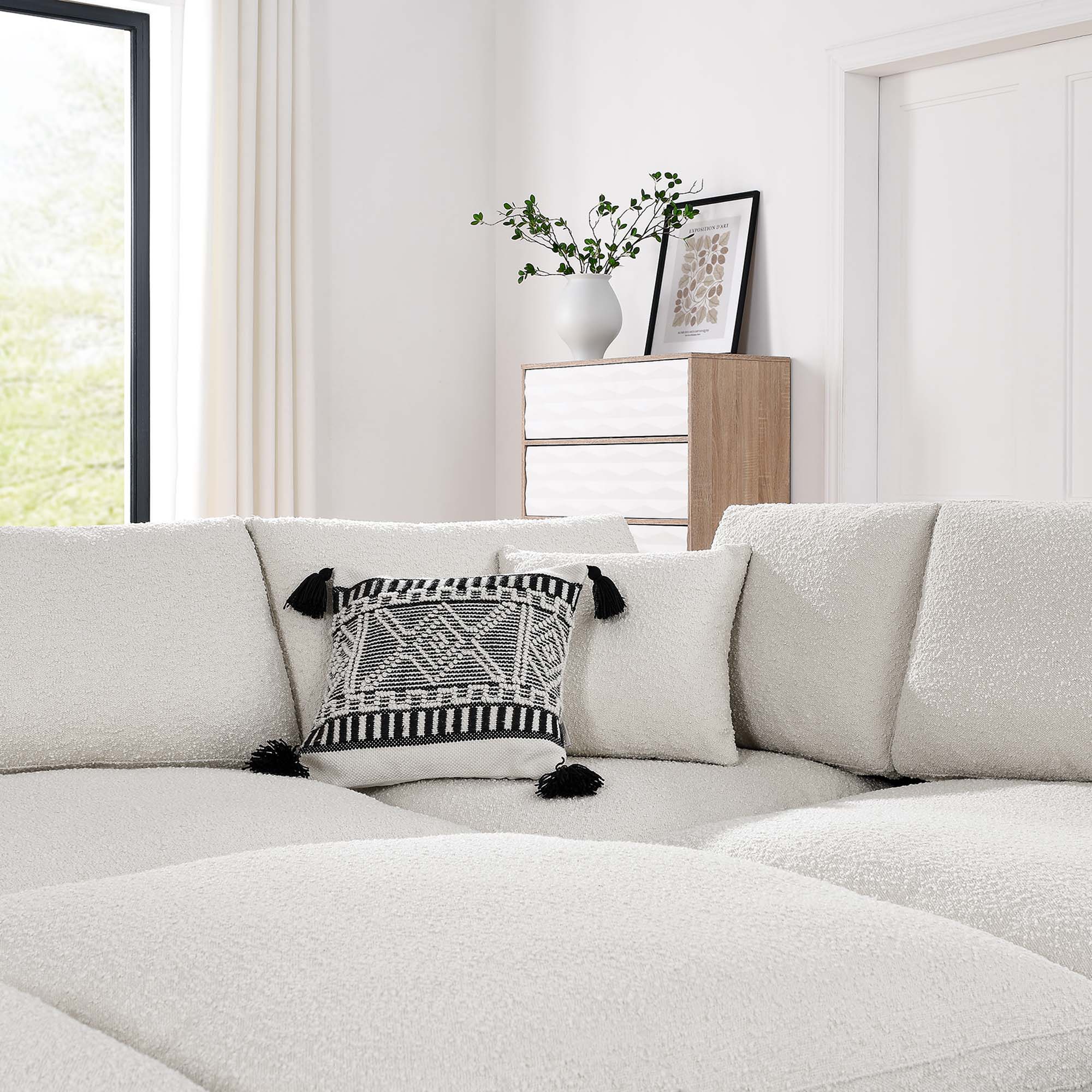 Modway Commix 6-Piece Down Filled Overstuffed Boucle Fabric Sectional Sofa