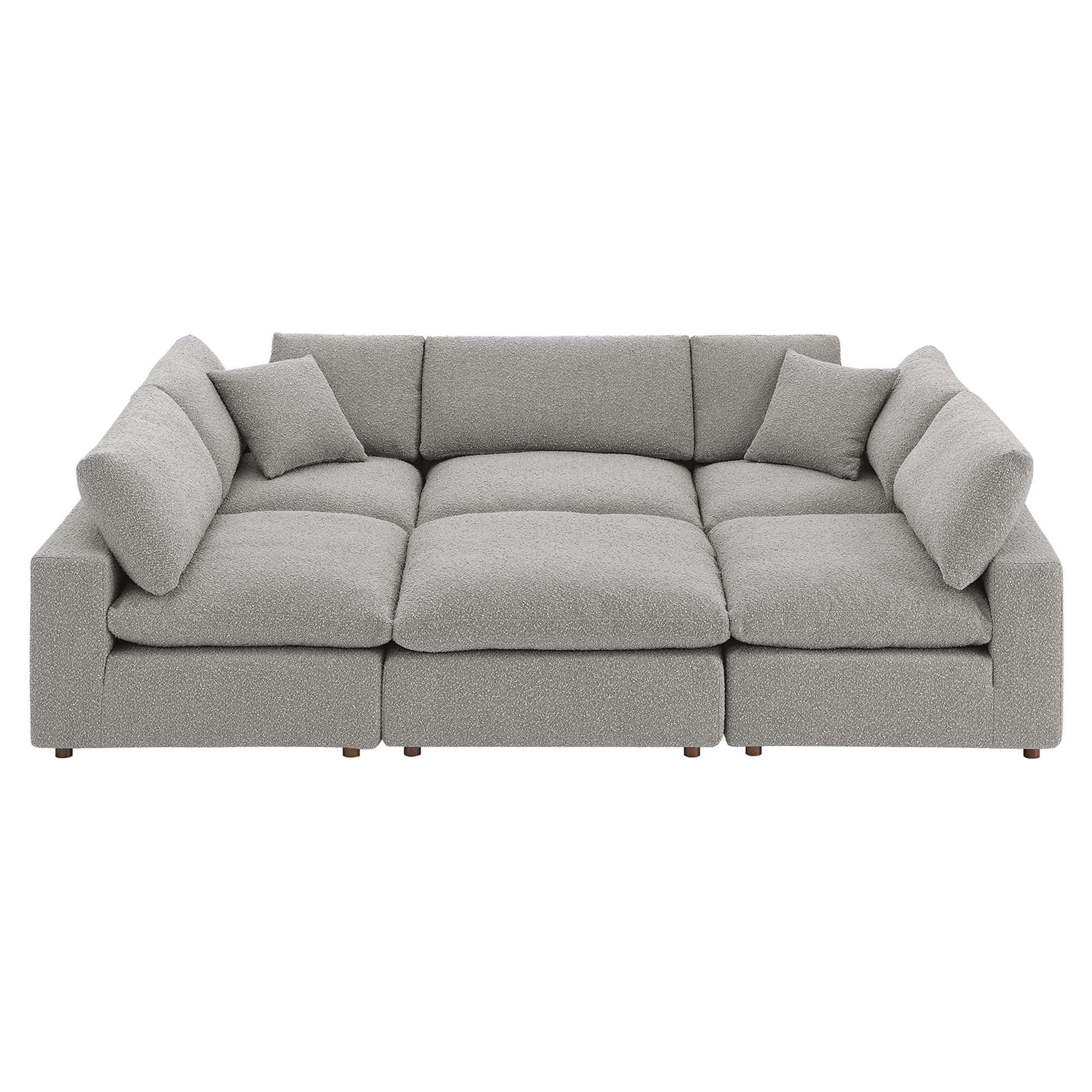 Modway Commix 6-Piece Down Filled Overstuffed Boucle Fabric Sectional Sofa