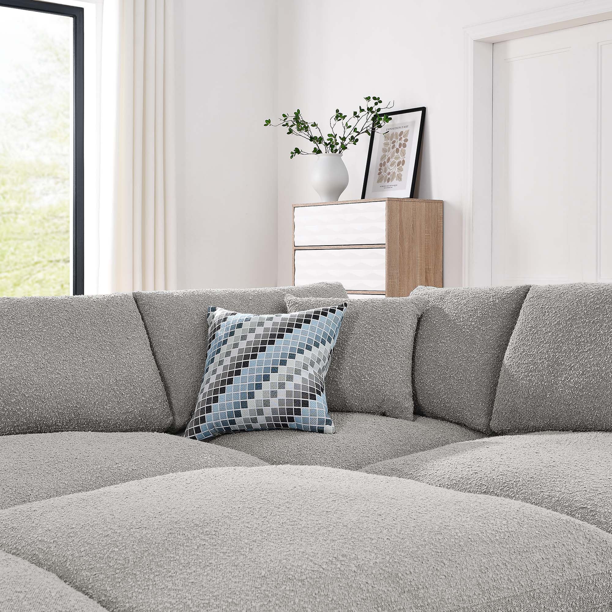 Modway Commix 6-Piece Down Filled Overstuffed Boucle Fabric Sectional Sofa