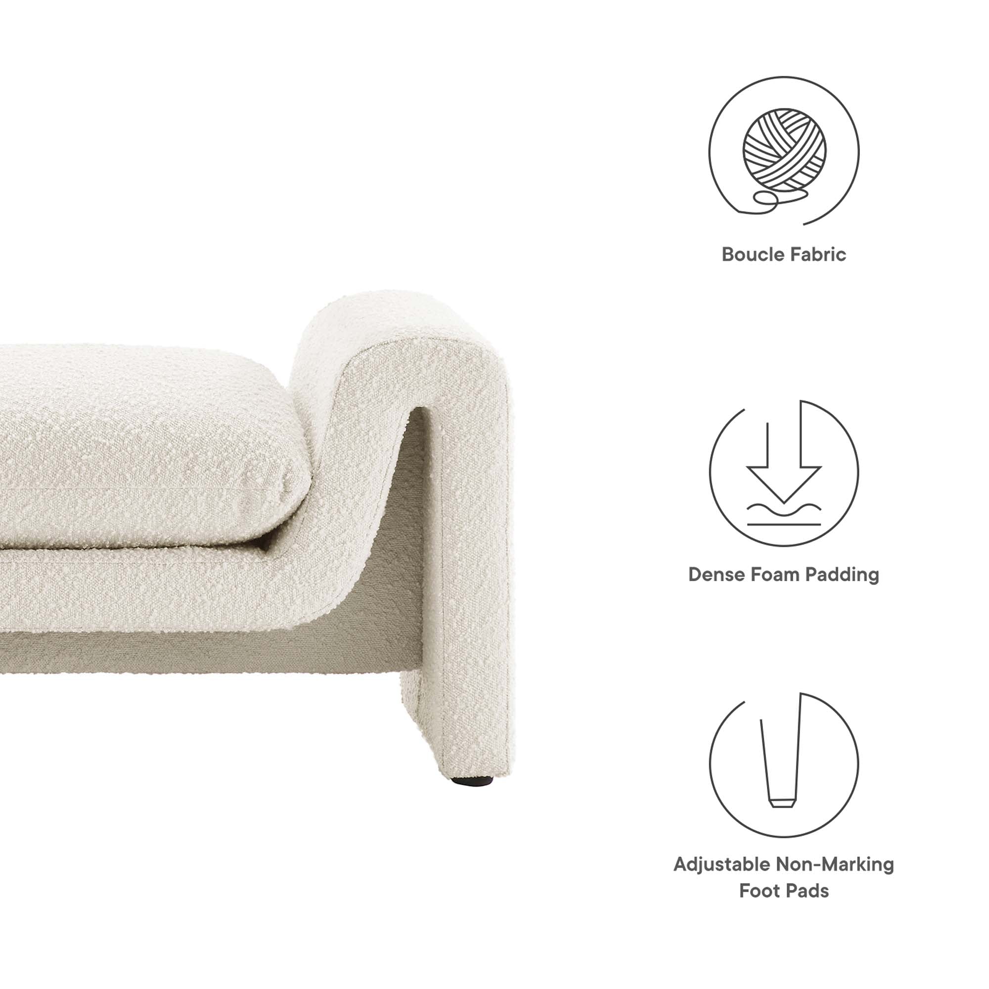 Modway Waverly Boucle Fabric Bench