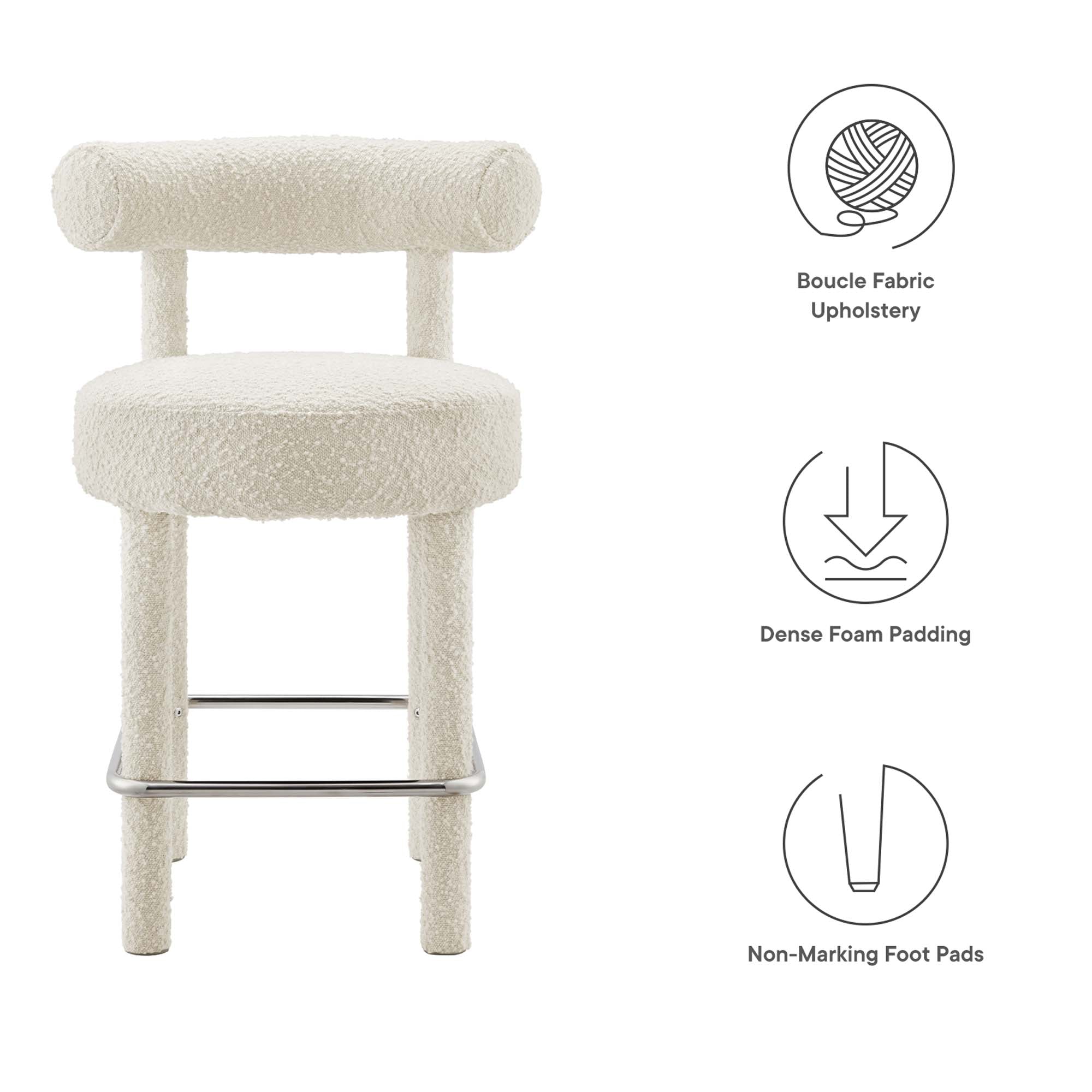 Modway Toulouse Boucle Fabric Counter Stool