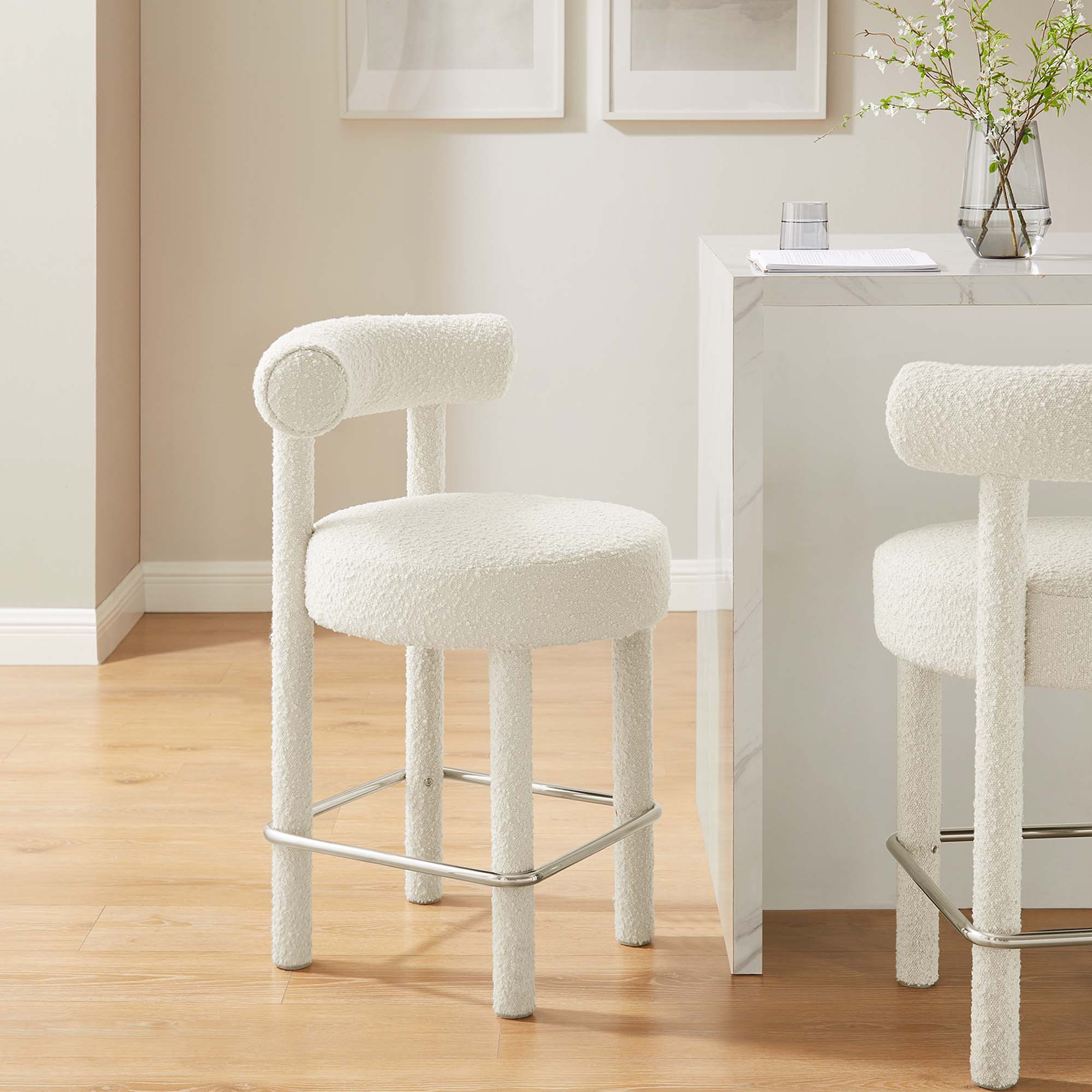 Modway Toulouse Boucle Fabric Counter Stool