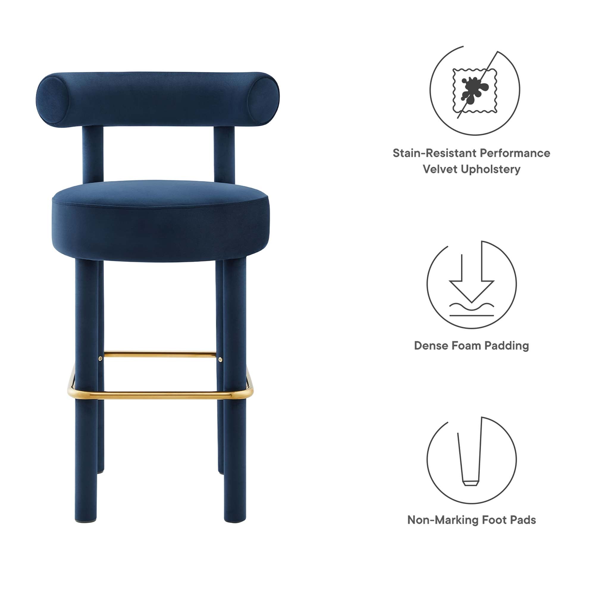 Modway Toulouse Performance Velvet Bar Stool