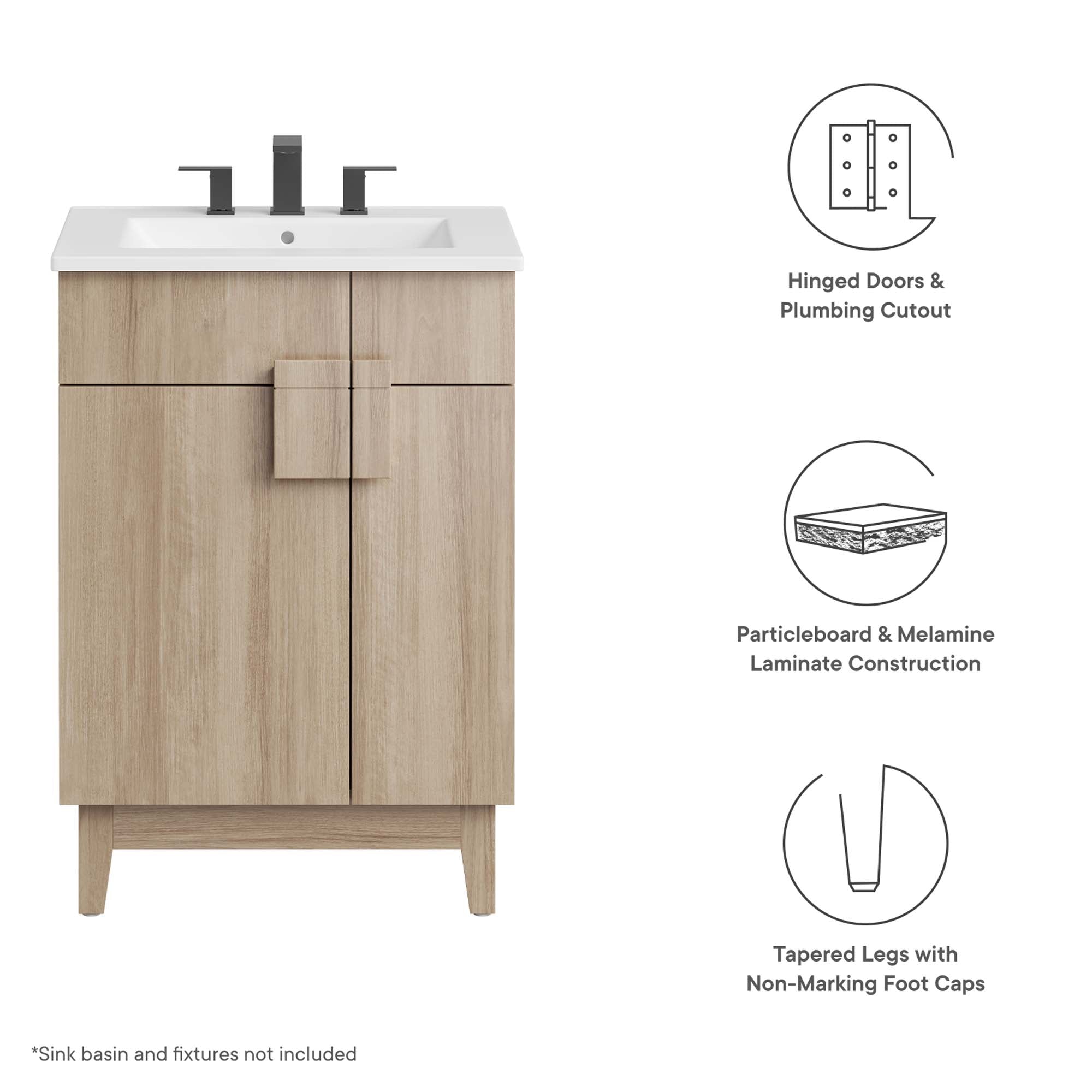 Modway Miles 24” Bathroom Vanity Cabinet (Sink Basin Not Included)