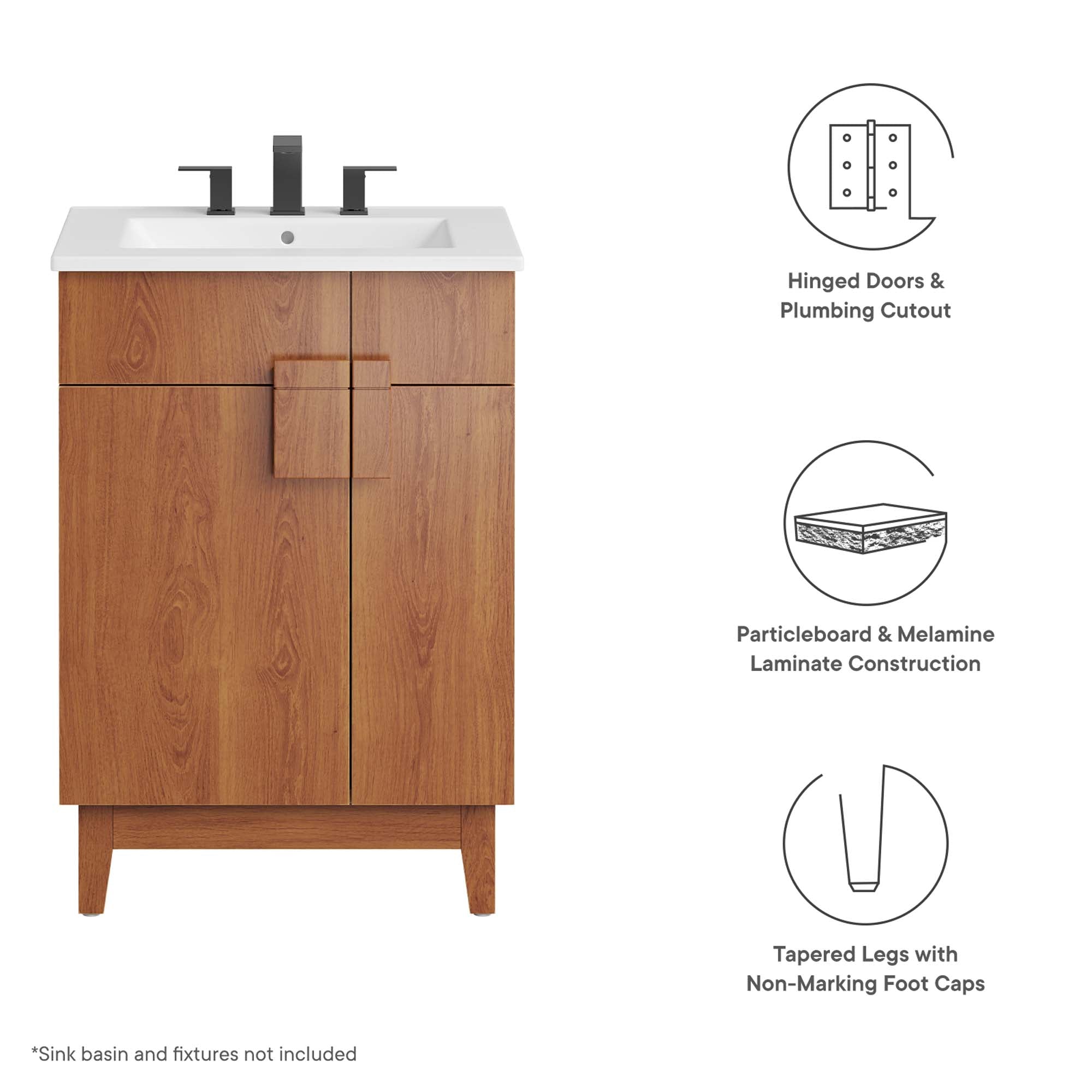 Modway Miles 24” Bathroom Vanity Cabinet (Sink Basin Not Included)