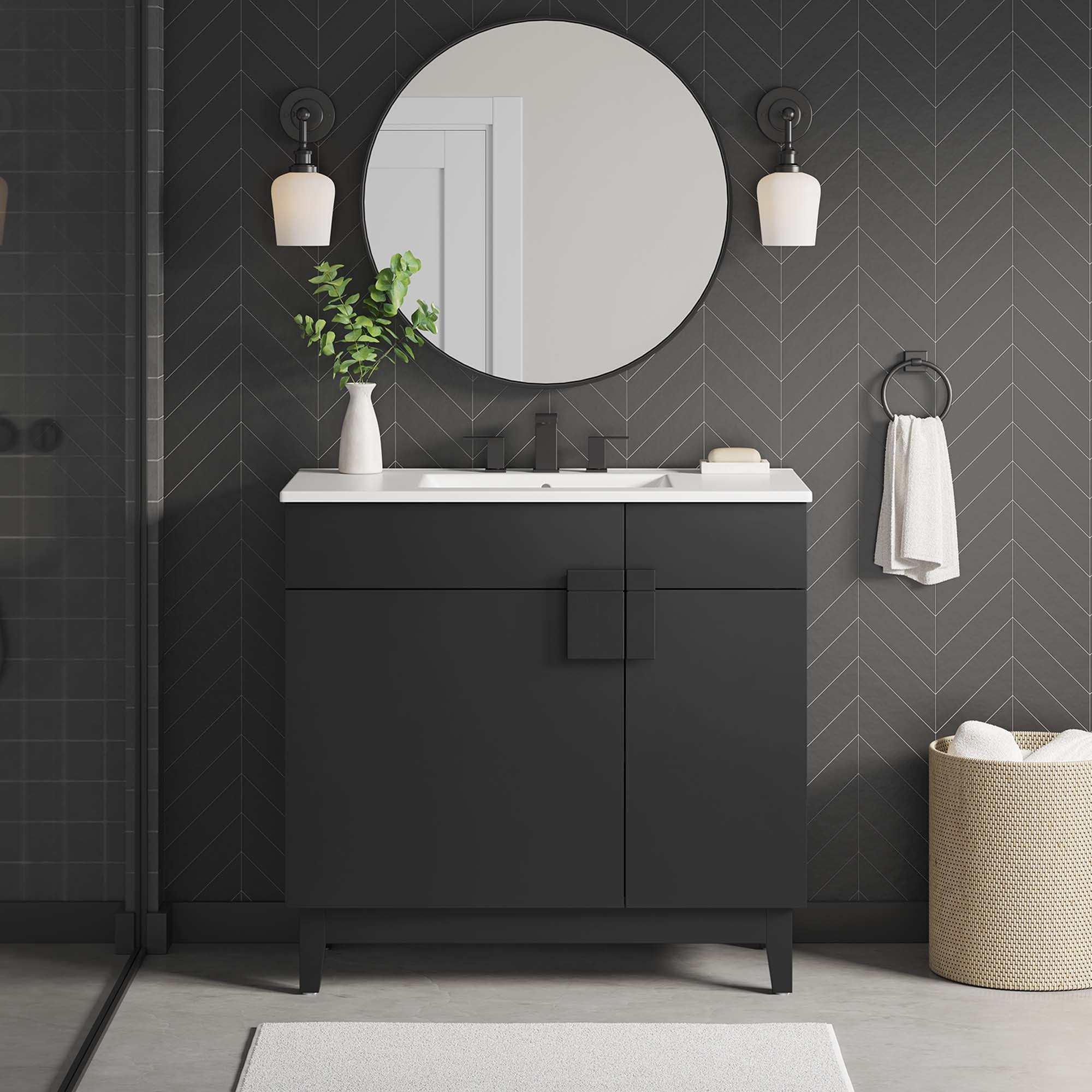Modway Miles 36” Bathroom Vanity Cabinet (Sink Basin Not Included)