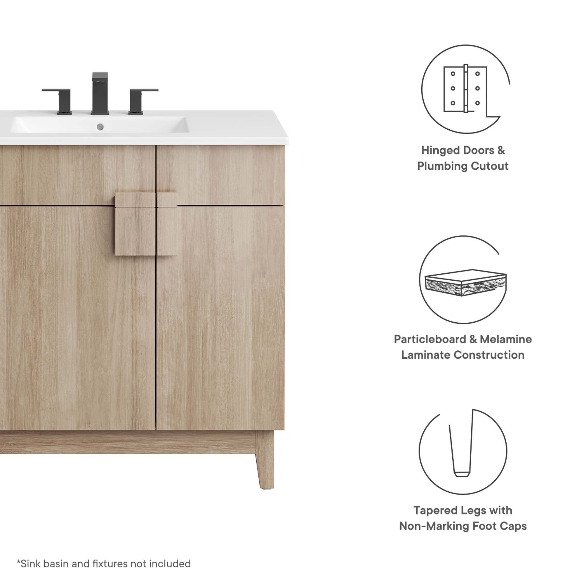 Modway Miles 36” Bathroom Vanity Cabinet (Sink Basin Not Included)