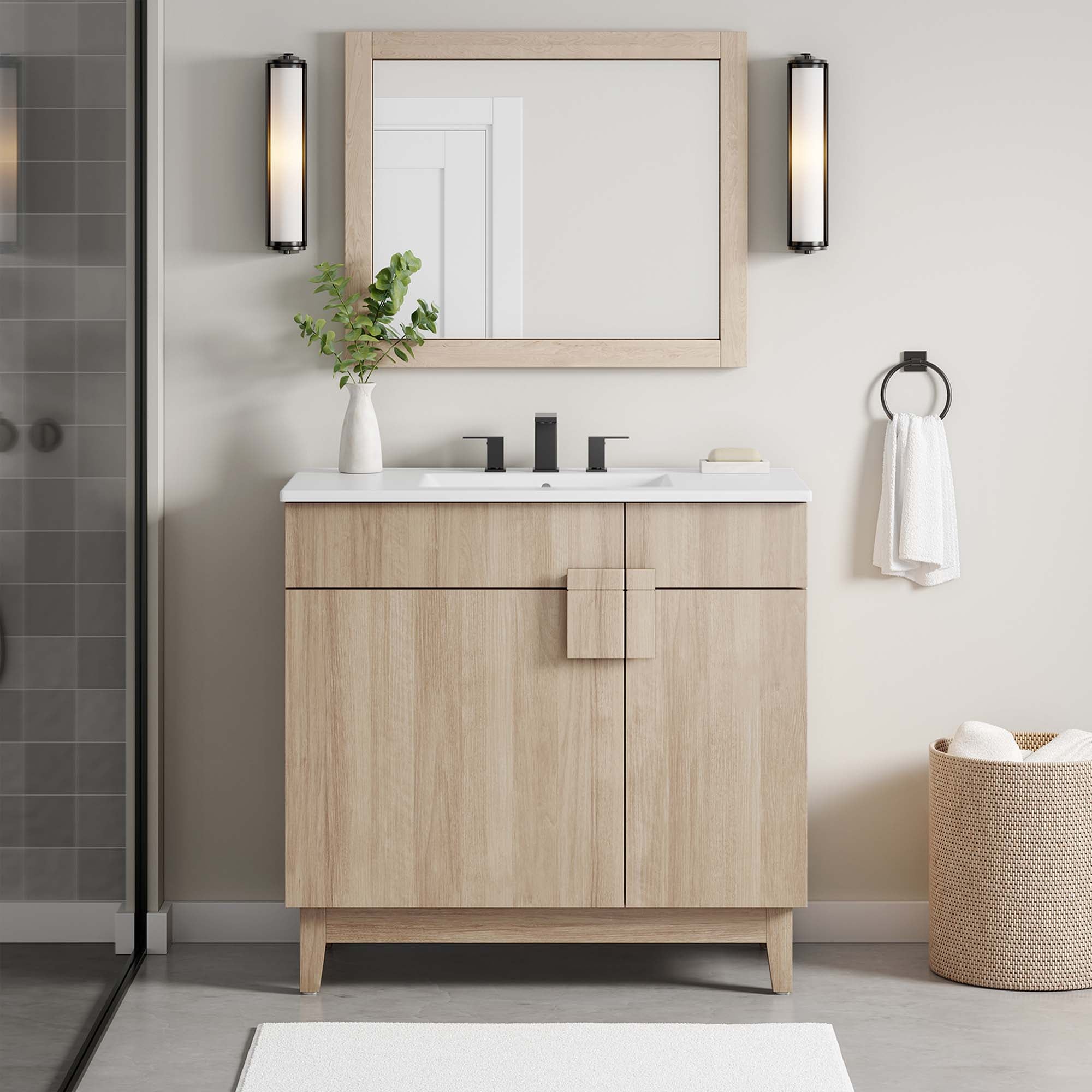 Modway Miles 36” Bathroom Vanity Cabinet (Sink Basin Not Included)