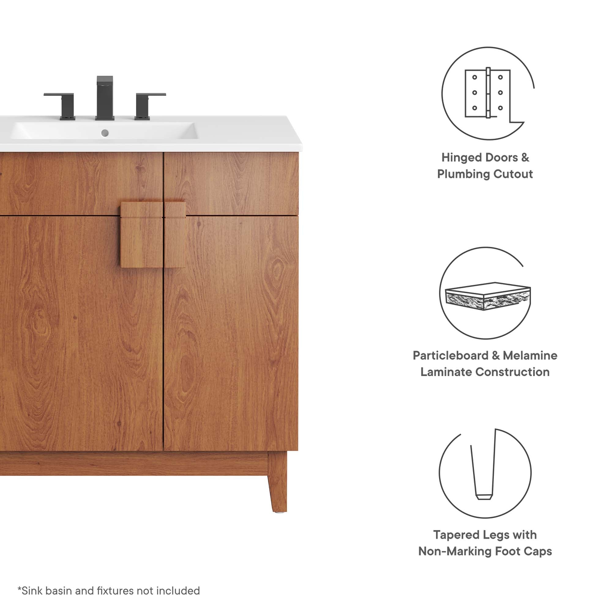 Modway Miles 36” Bathroom Vanity Cabinet (Sink Basin Not Included)