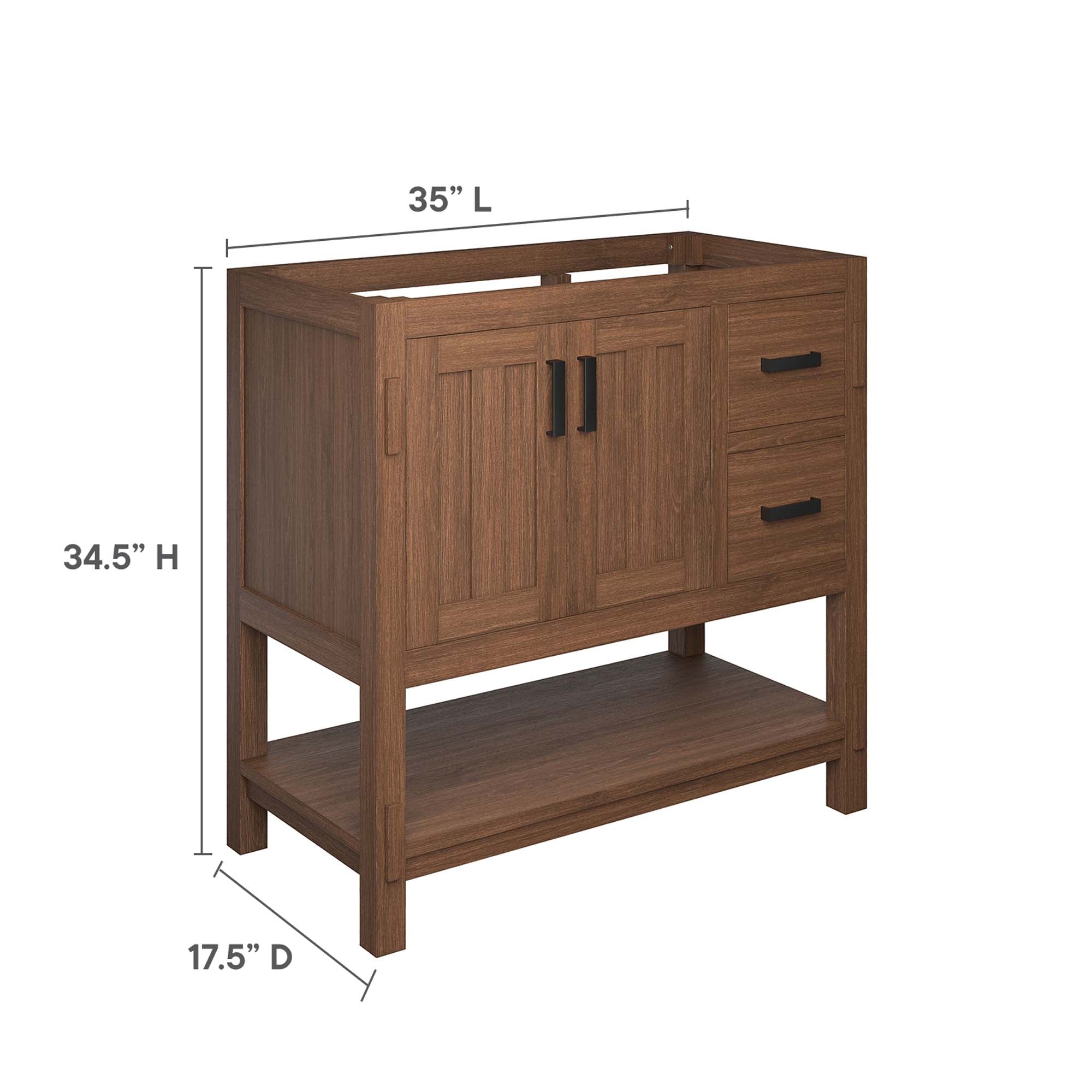 Modway Ashlyn 36” Wood Bathroom Vanity Cabinet (Sink Basin Not Included)