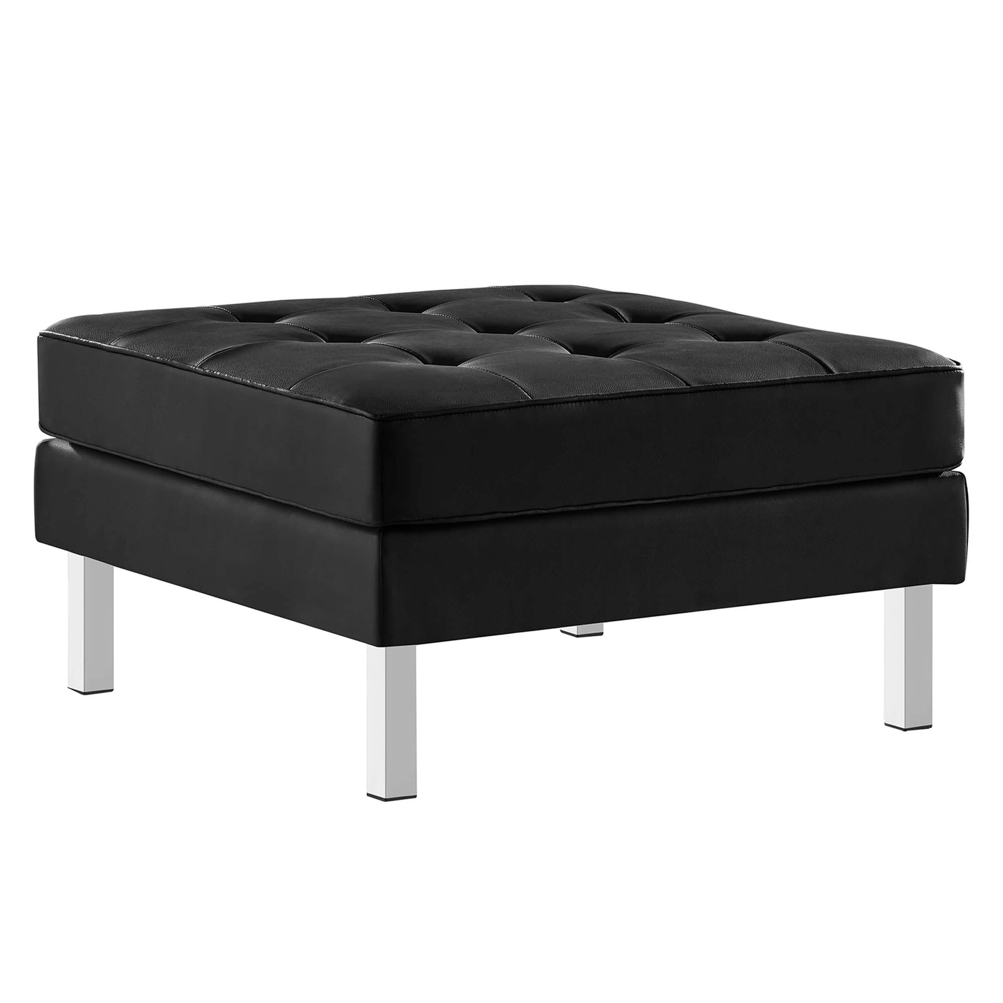 Modway Loft Tufted Vegan Leather Armchair and Ottoman Set