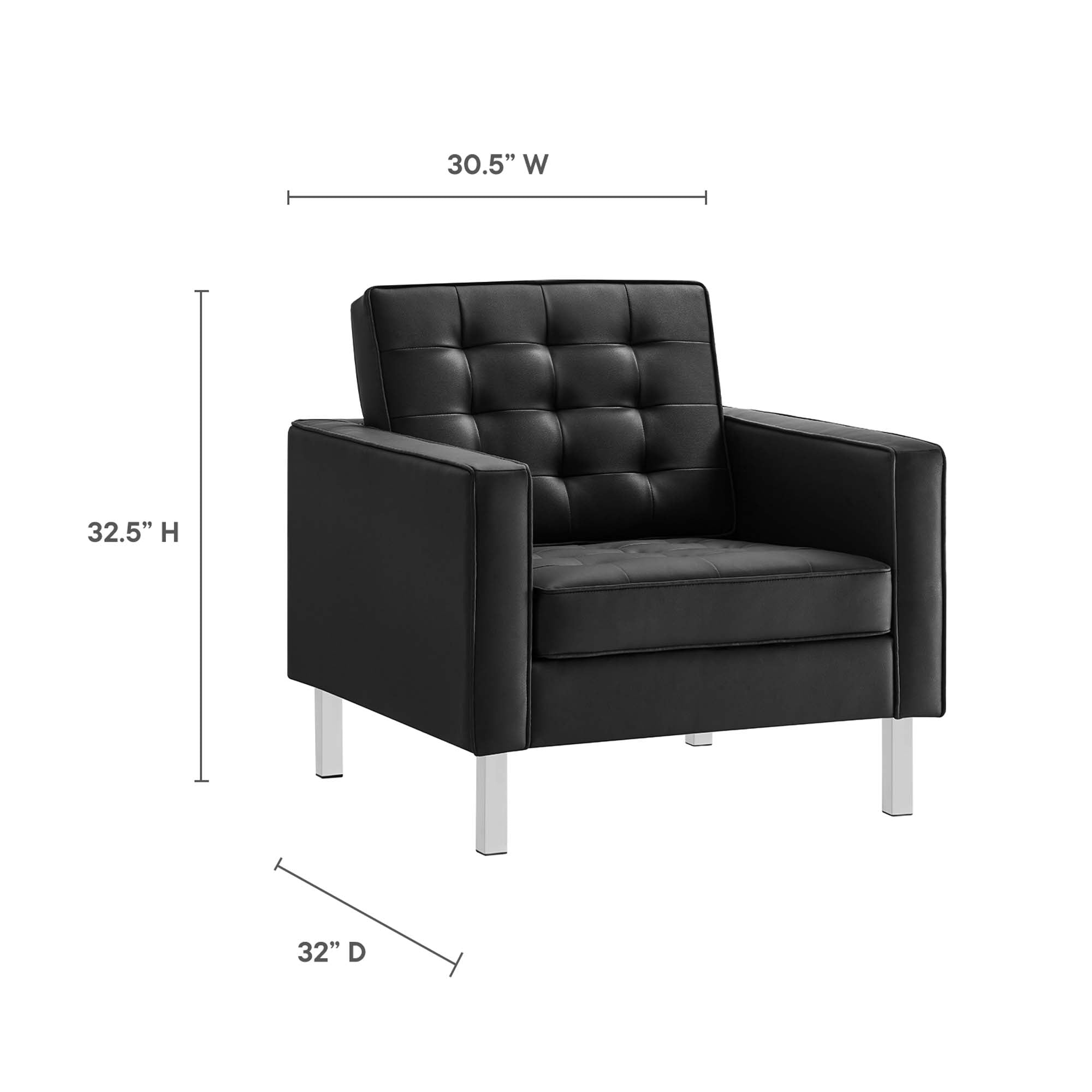 Modway Loft Tufted Vegan Leather Armchair and Ottoman Set