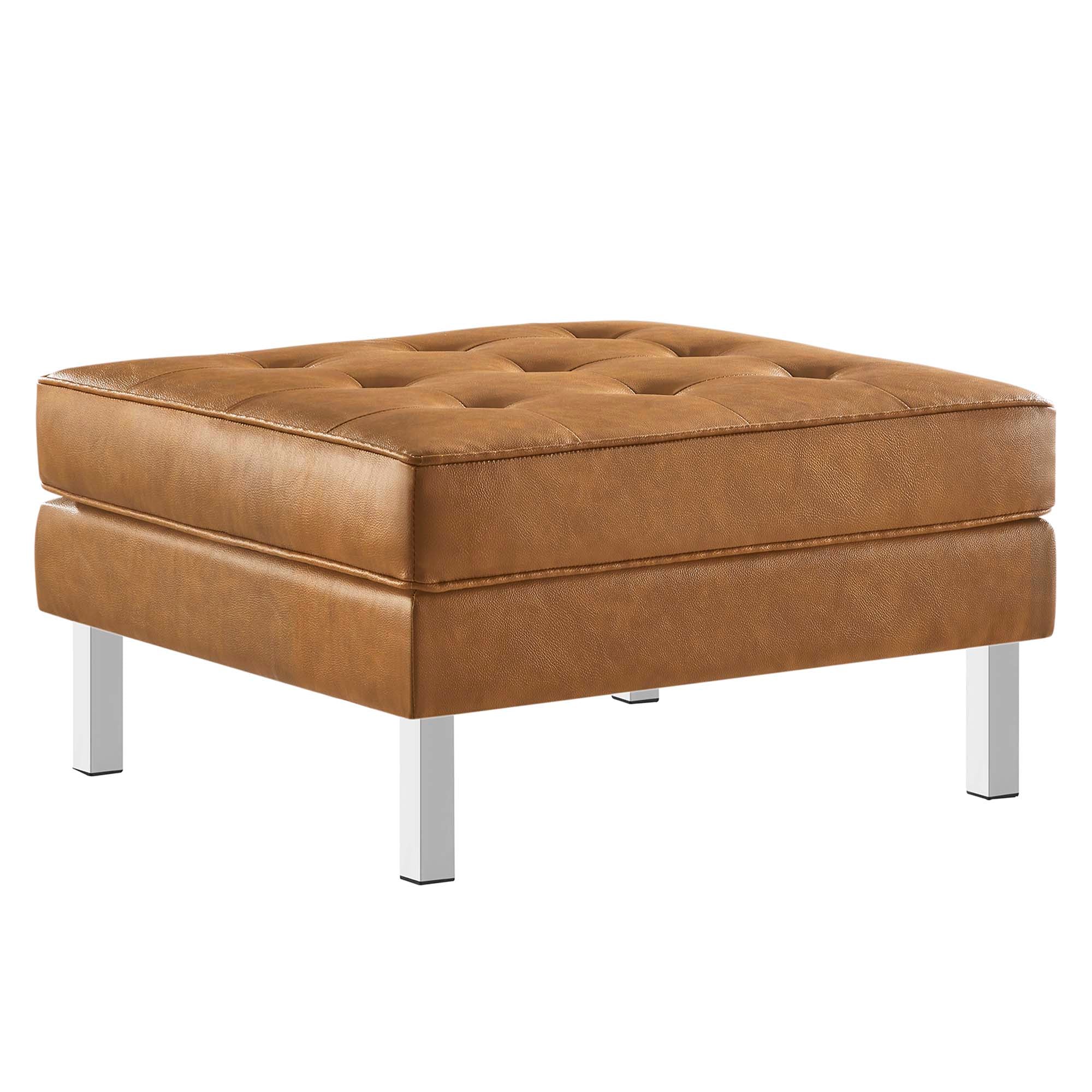 Modway Loft Tufted Vegan Leather Armchair and Ottoman Set