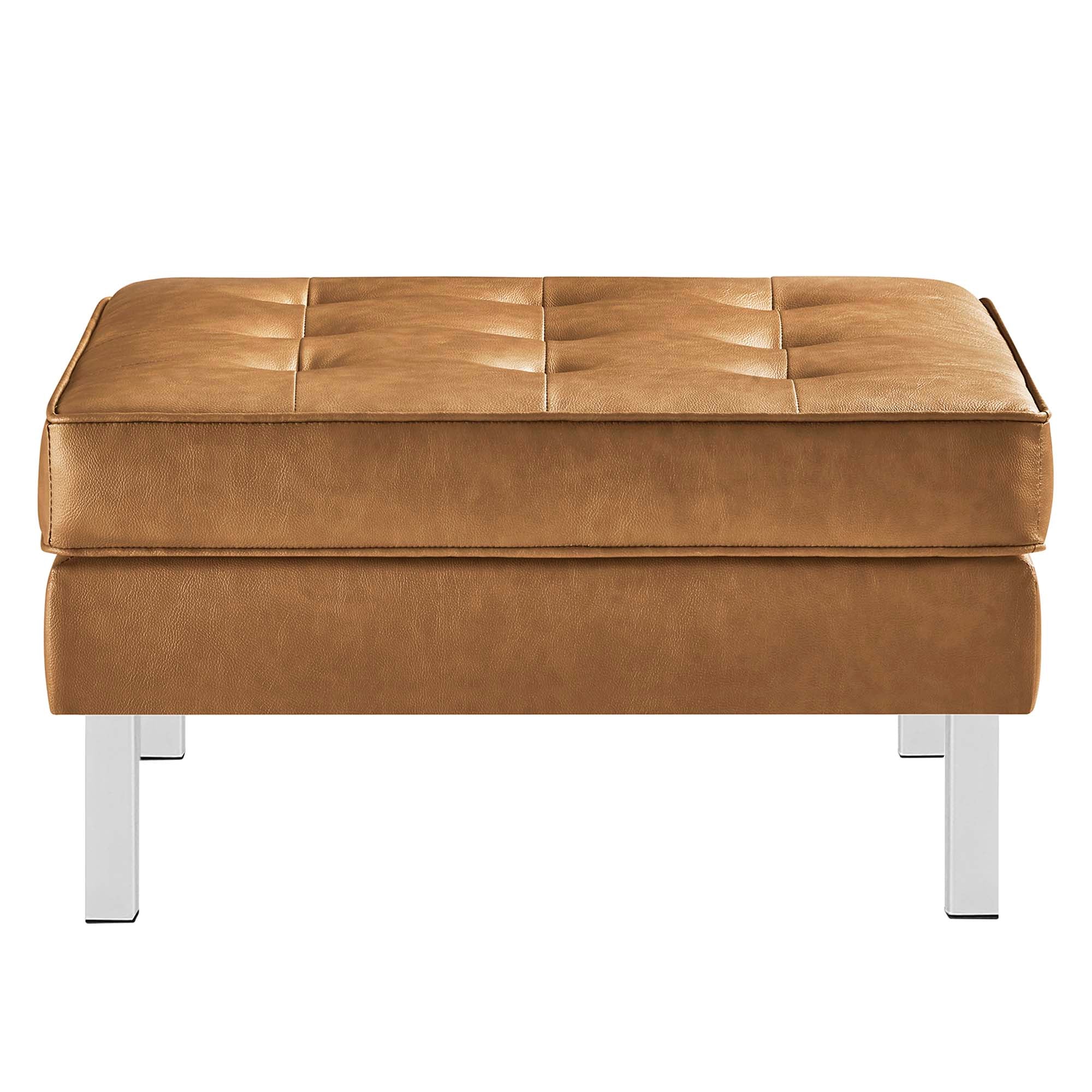 Modway Loft Tufted Vegan Leather Armchair and Ottoman Set