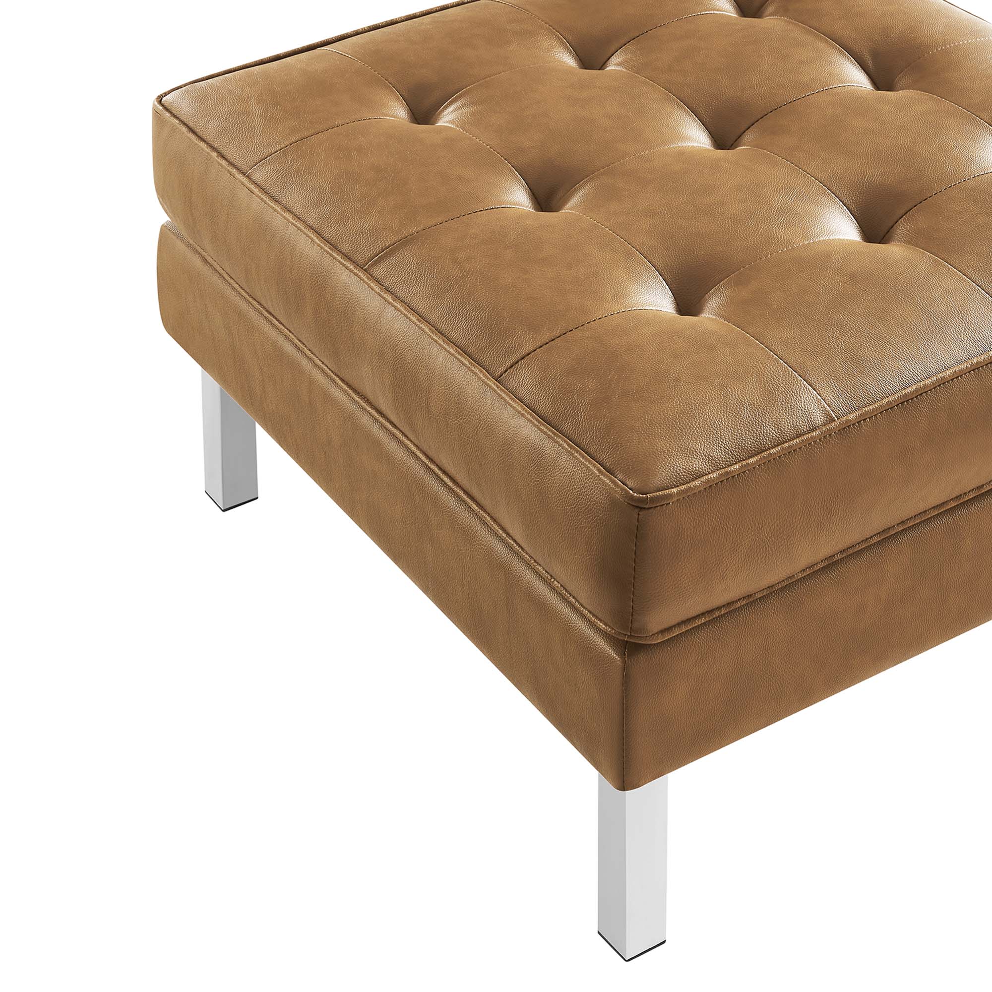 Modway Loft Tufted Vegan Leather Armchair and Ottoman Set