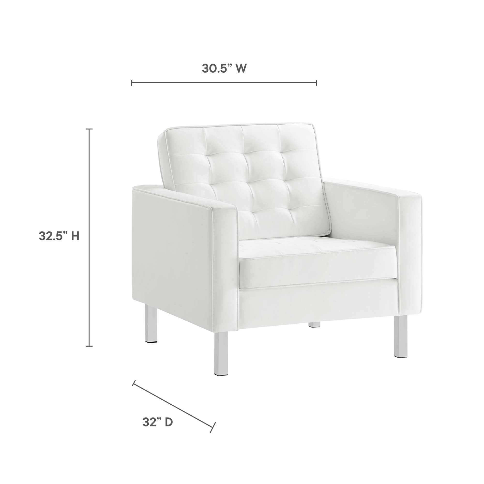 Modway Loft Tufted Vegan Leather Armchair and Ottoman Set