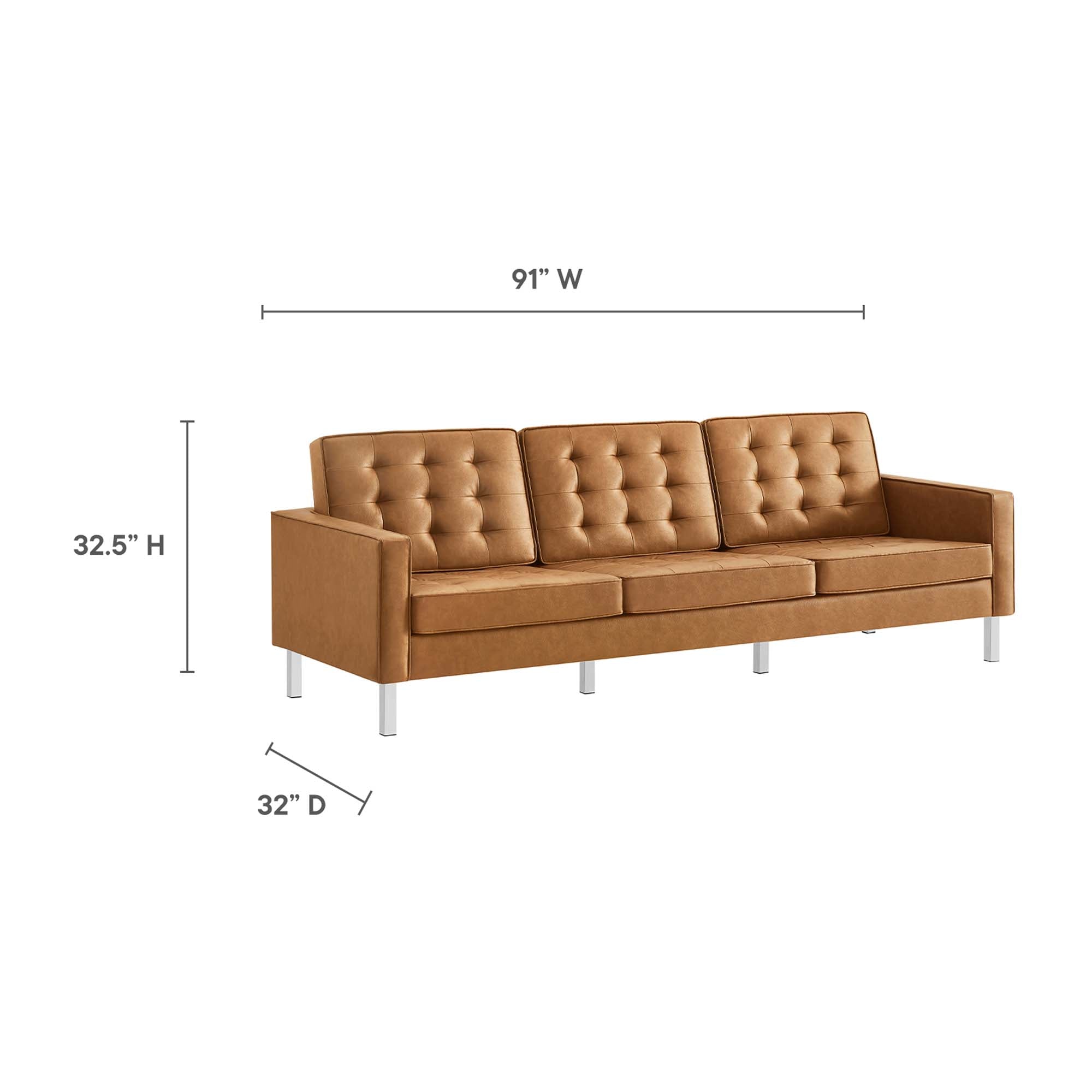 Modway Loft Tufted Vegan Leather Sofa and Ottoman Set